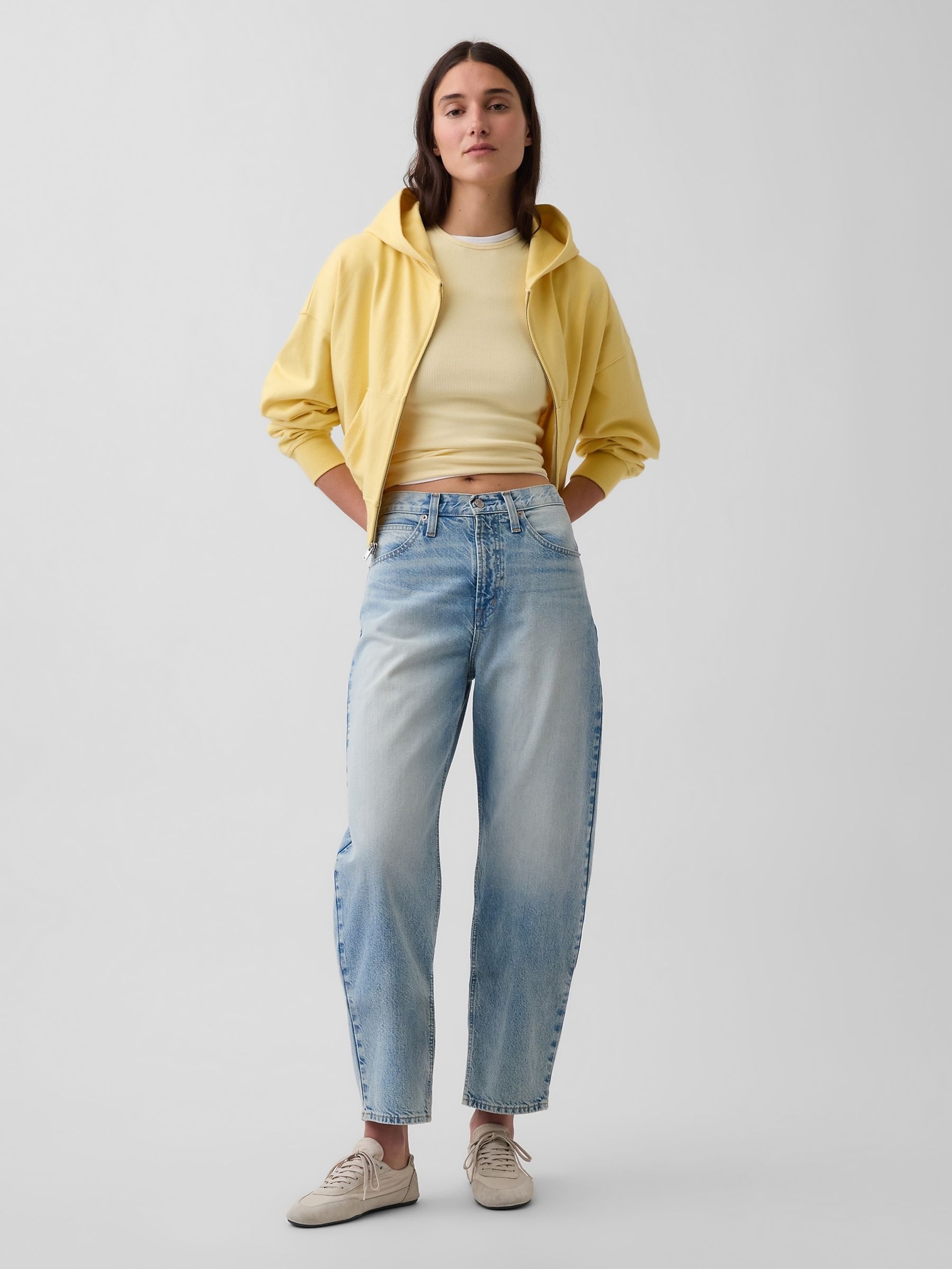 Light Wash High Waisted Crop Barrel Jeans - Image 4 of 4