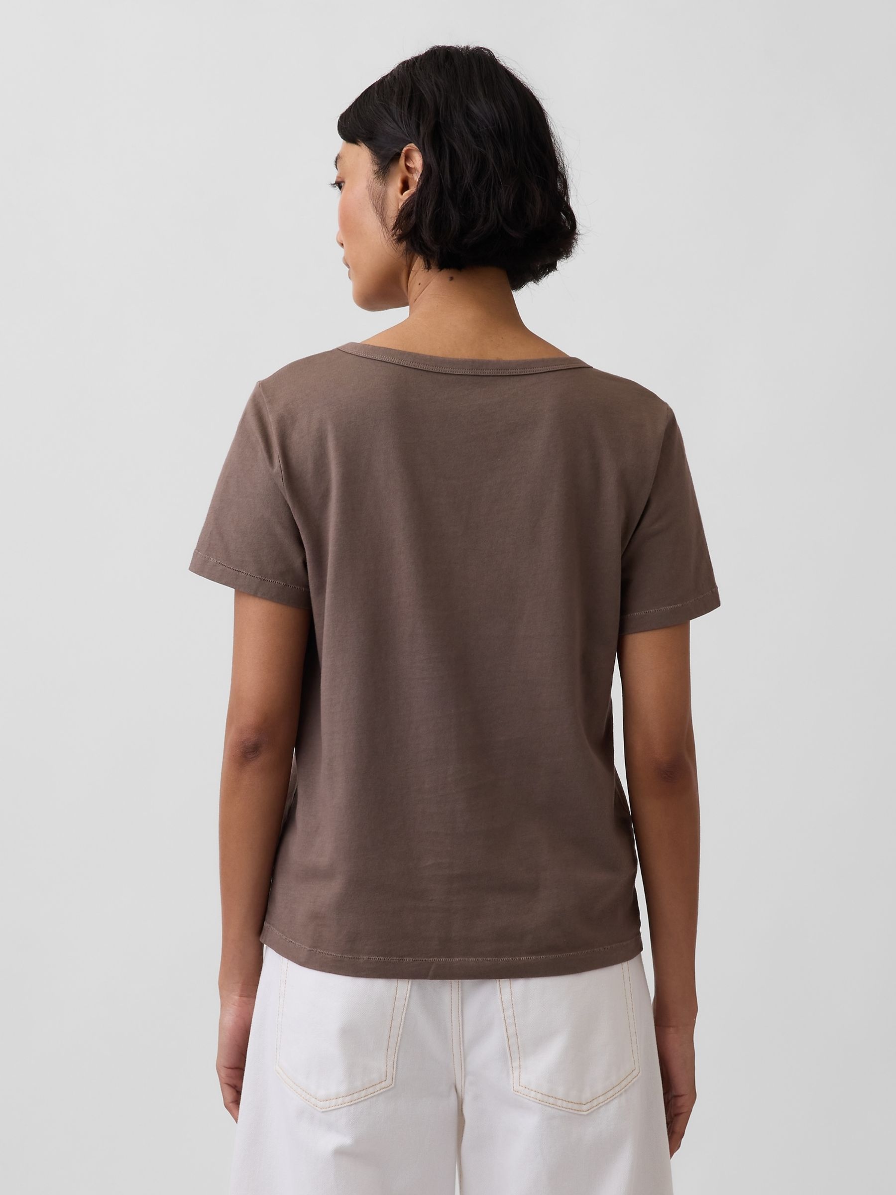 Brown Vintage Soft V-Neck Short Sleeve T-Shirt - Image 2 of 3