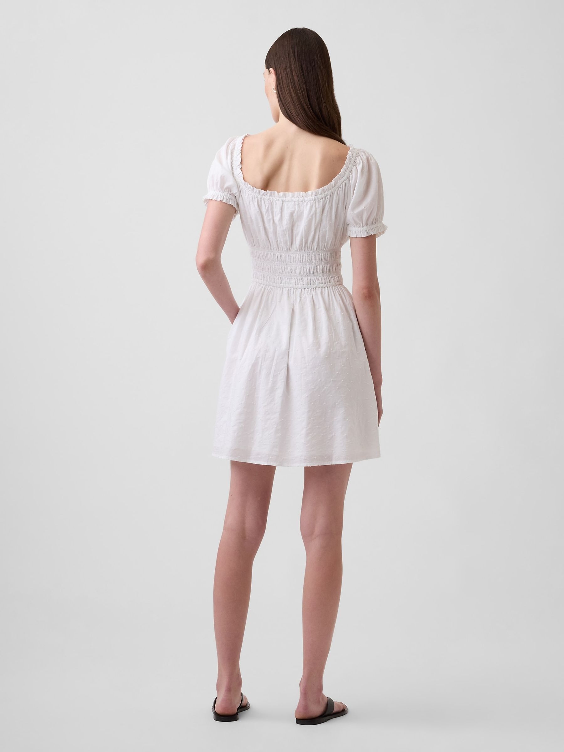 White Smocked-Waist Mini Dress - Image 2 of 4