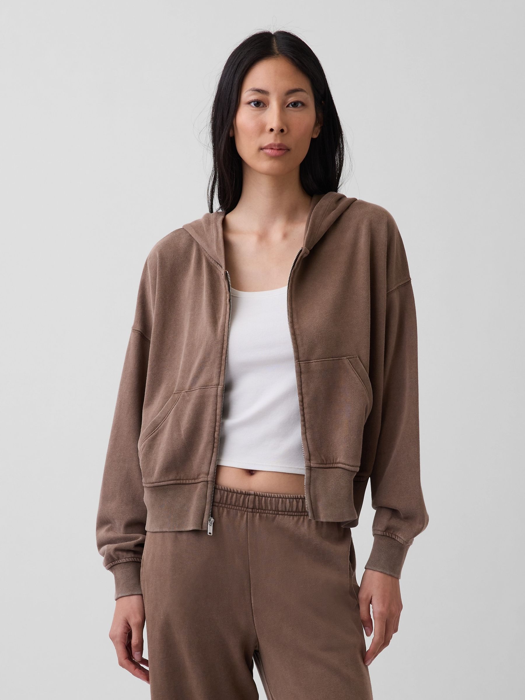 Brown VintageSoft Terry Zip Hoodie - Image 1 of 5