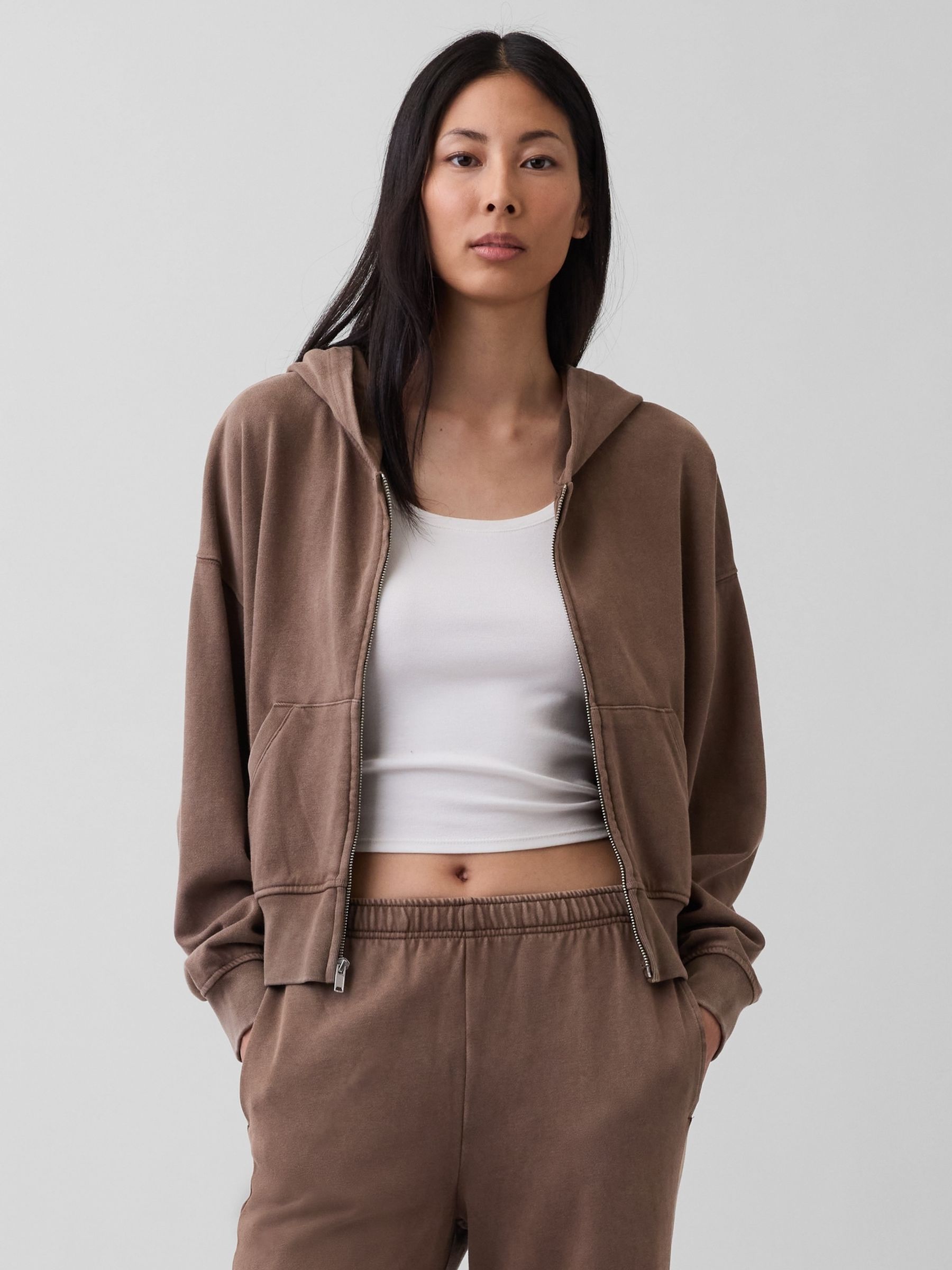 Brown VintageSoft Terry Zip Hoodie - Image 3 of 5