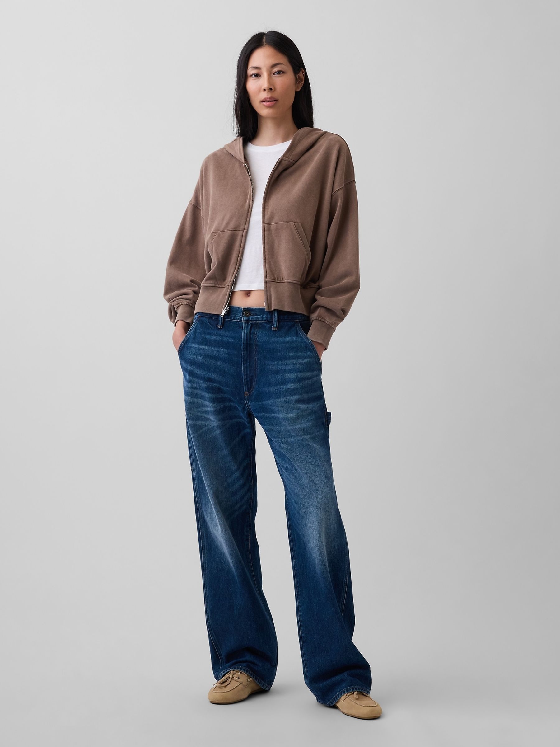 Brown VintageSoft Terry Zip Hoodie - Image 4 of 5
