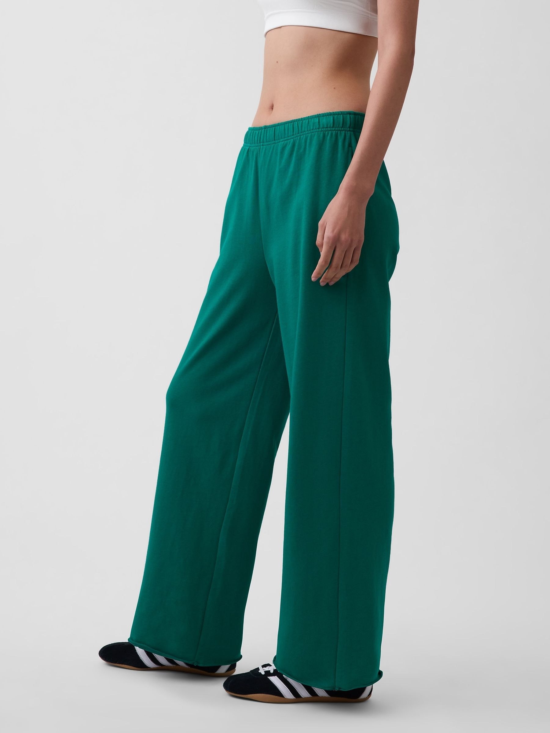 Green VintageSoft Terry Wide-Leg Joggers - Image 3 of 5
