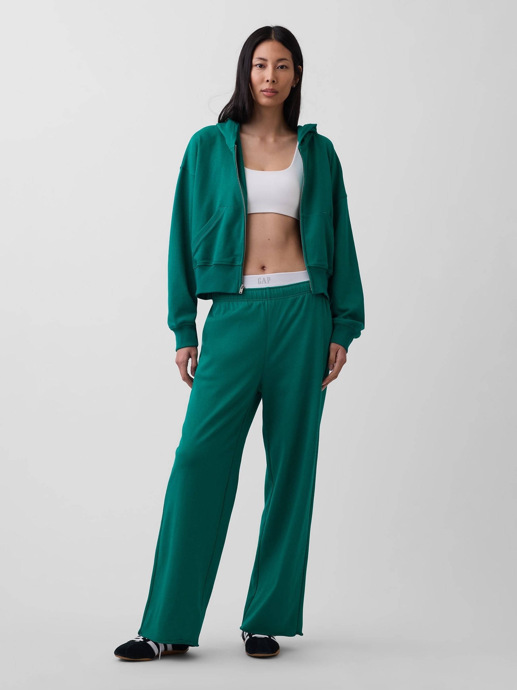 Green VintageSoft Terry Wide-Leg Joggers - Image 4 of 5