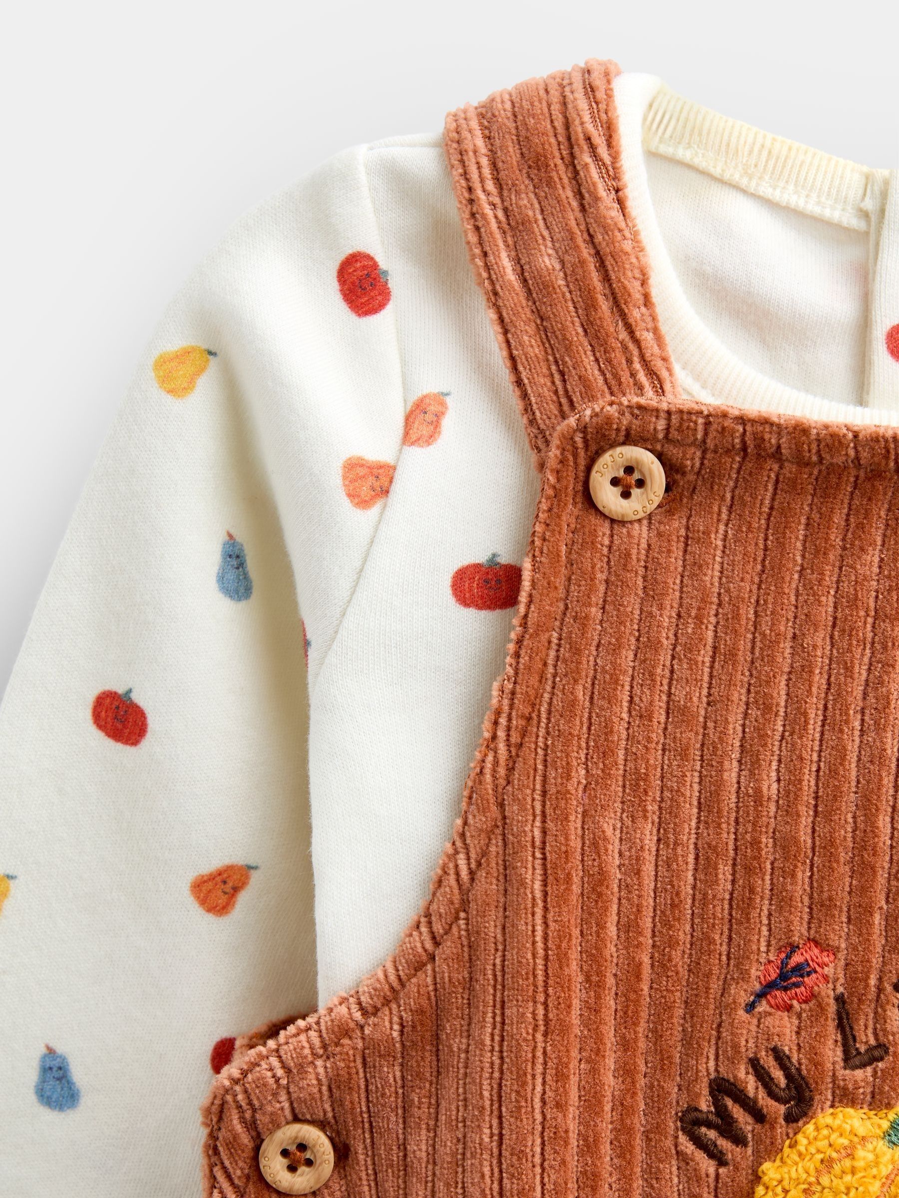 Orange Pumpkin 2-Piece Dungaree & Bodysuit Set - Image 6 of 7