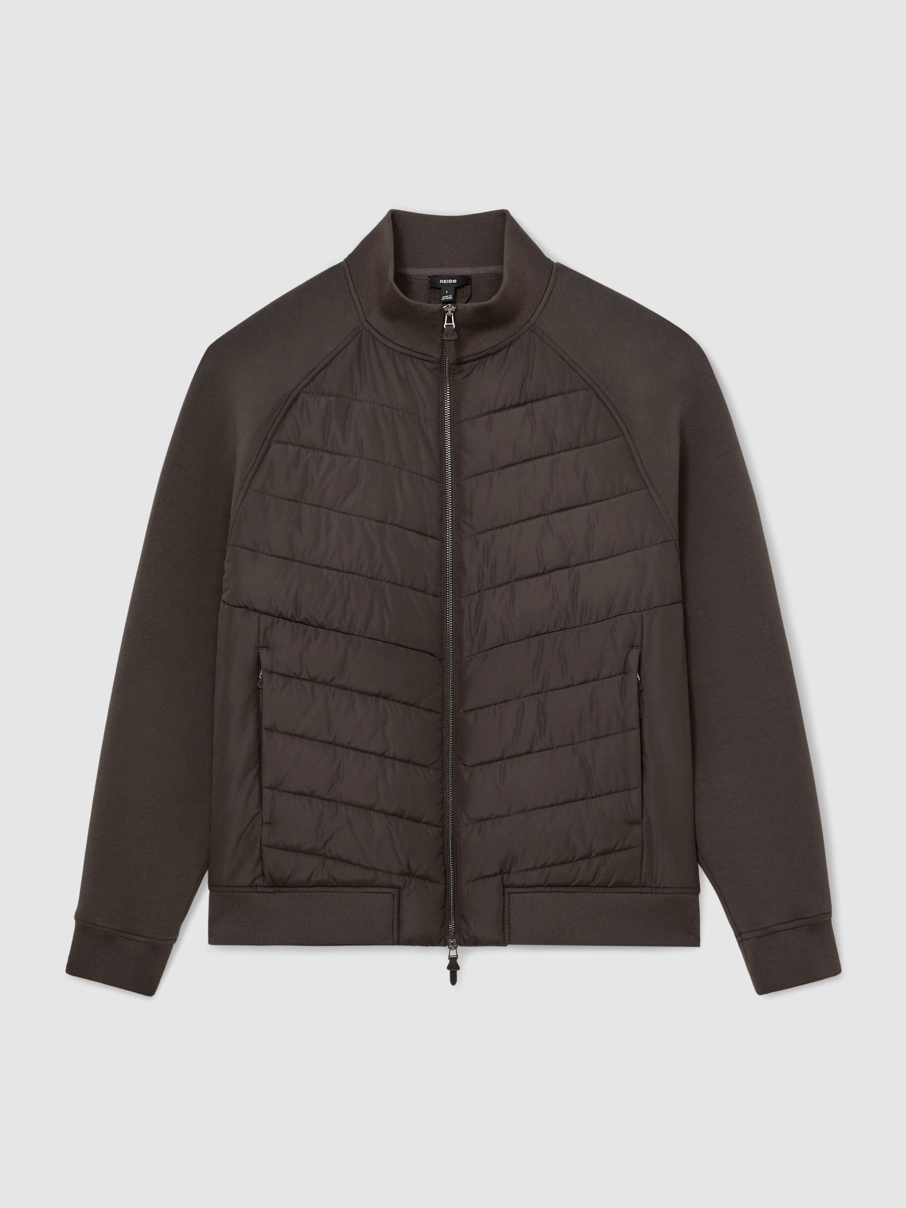 Hybrid Quilted And Interlock Zip Jacket in Brown - Image 2 of 7