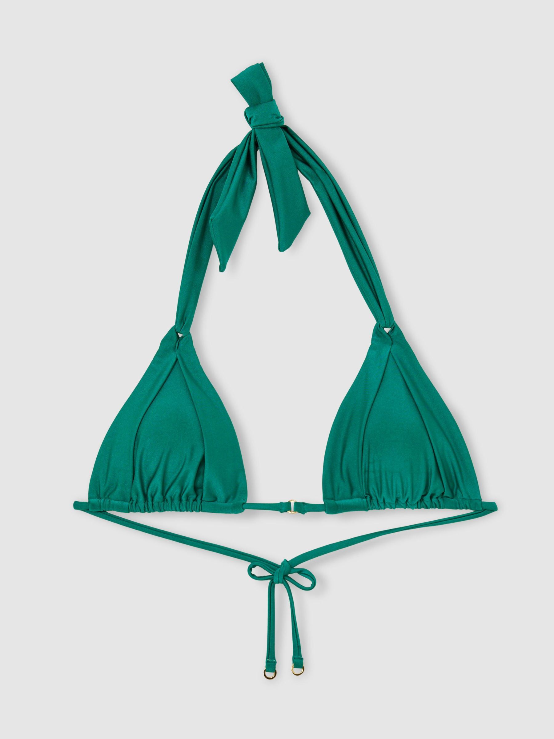 Shimmer Pleat-Detail Triangle Bikini Top in Teal Blue - Image 2 of 7 Shimmer Pleat-Detail Triangle Bikini Top in Teal Blue - Image 2 of 7