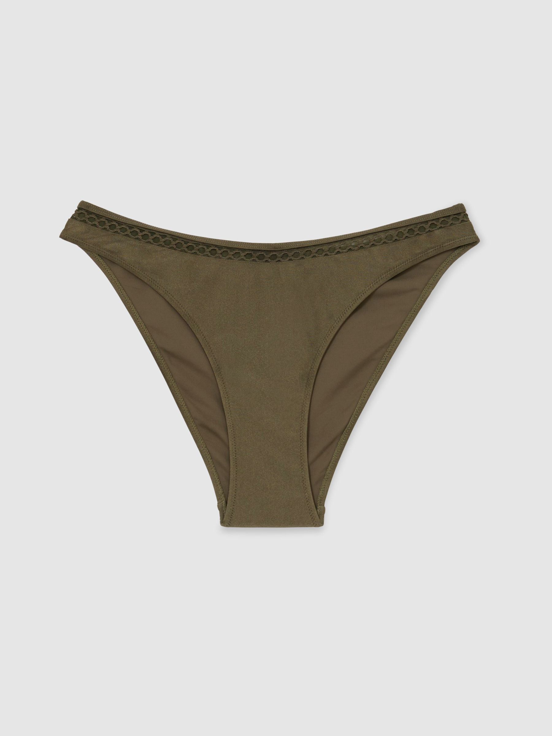 Shimmer Fixed-Side Bikini Bottoms in Khaki Green - Image 2 of 7