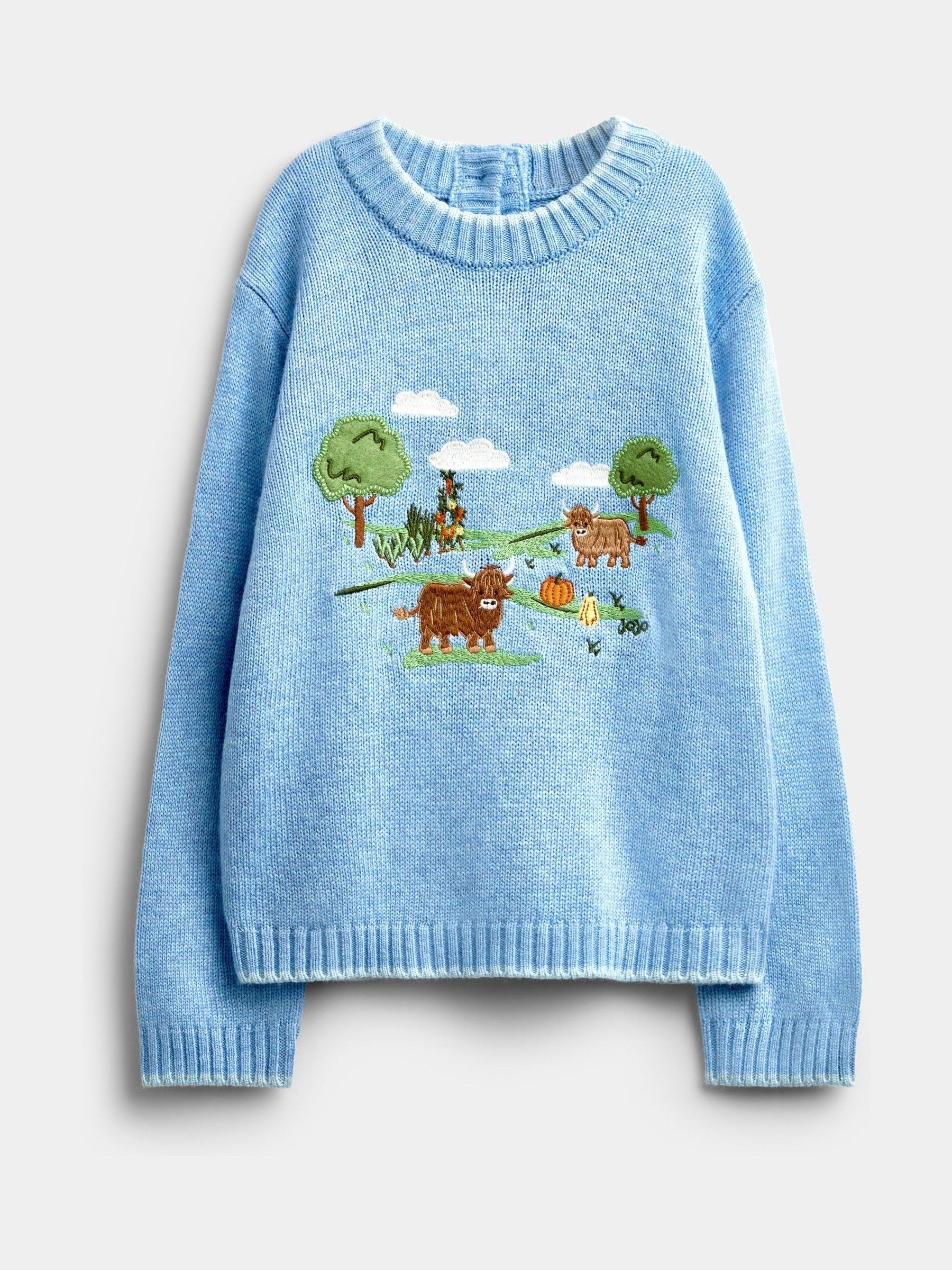 Blue Highland Cow Embroidered Jumper - Image 1 of 4