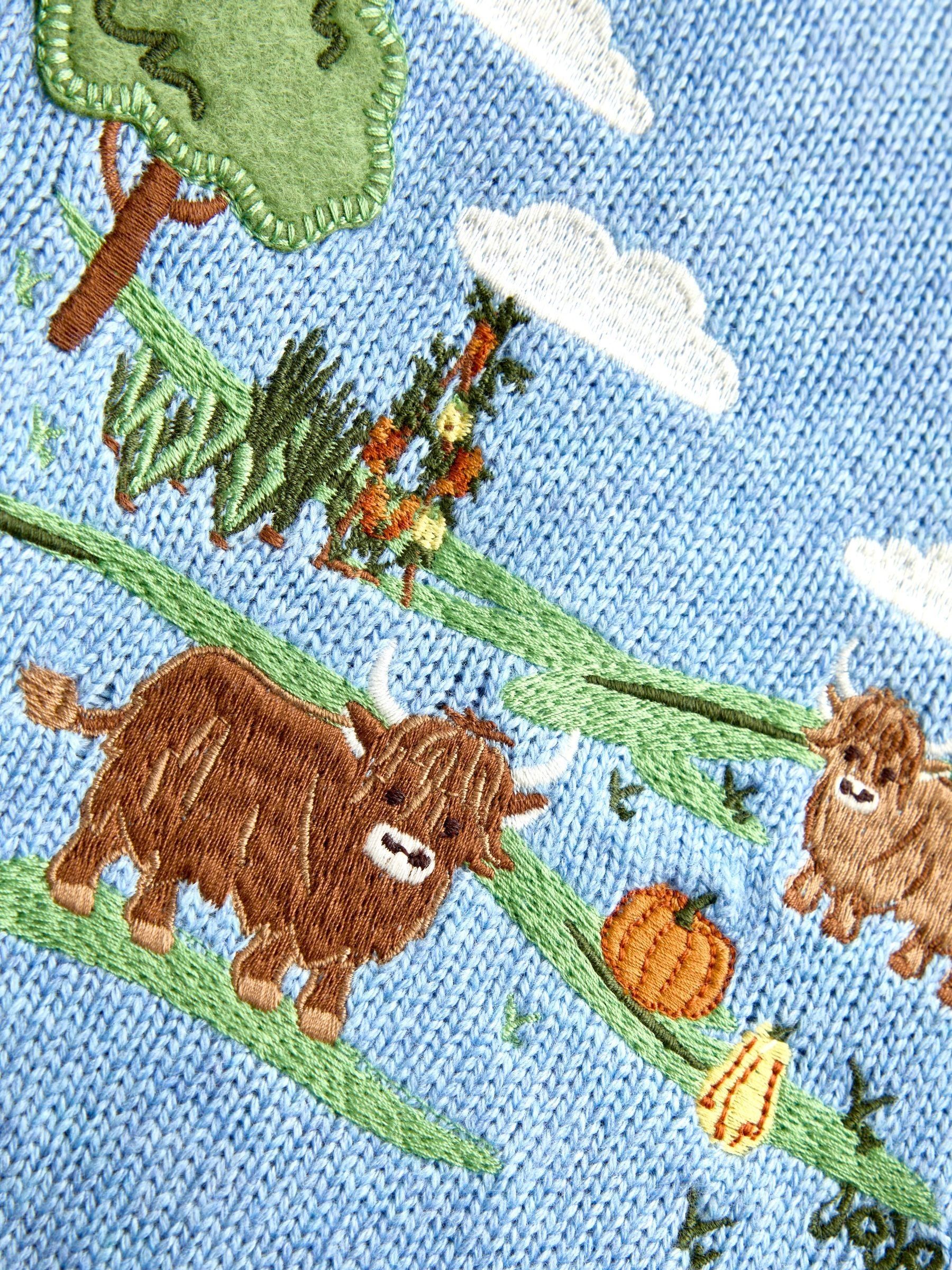 Blue Highland Cow Embroidered Jumper - Image 3 of 4