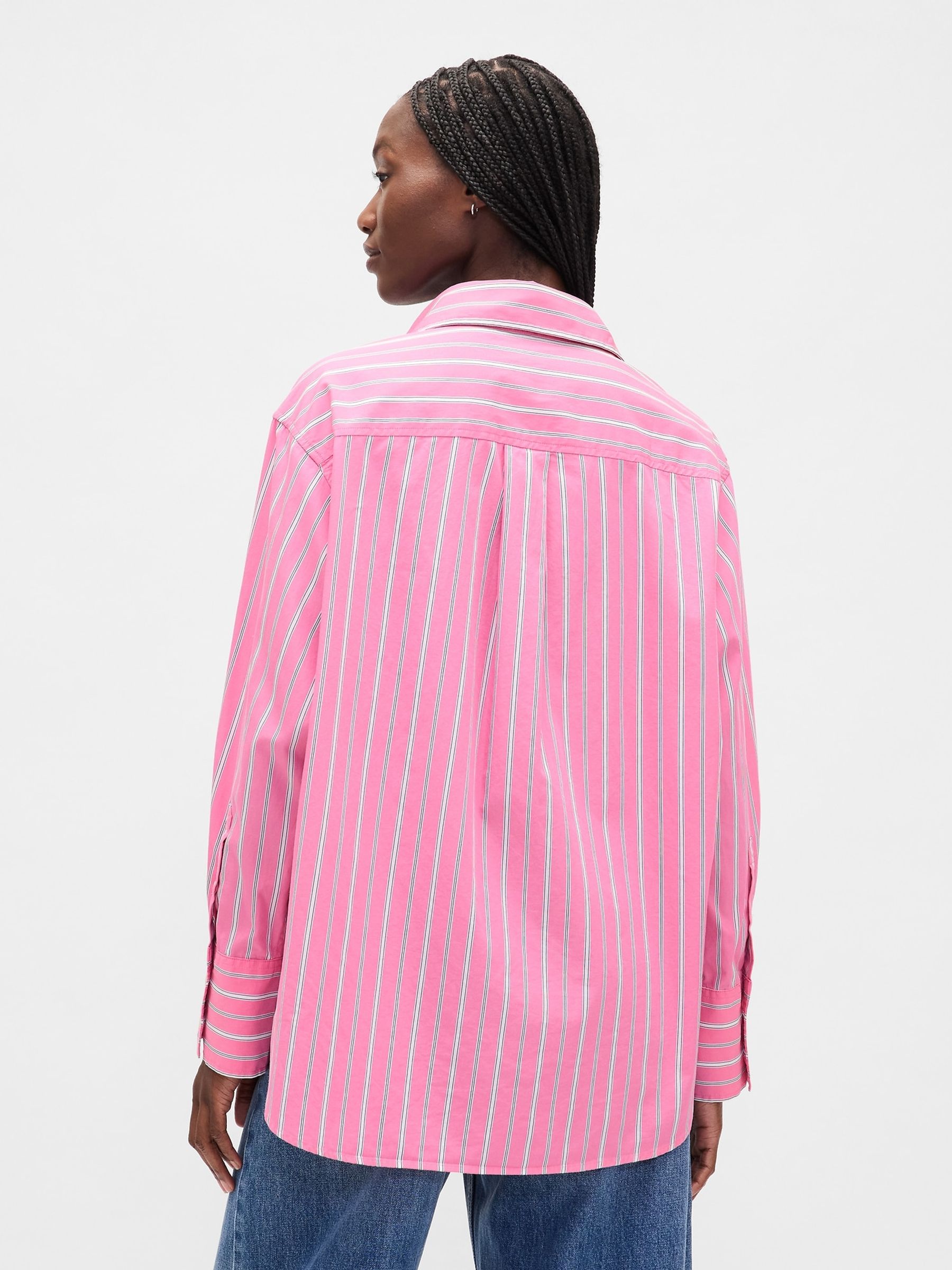 Pink stripe Poplin Oversized Shirt - Image 2 of 4