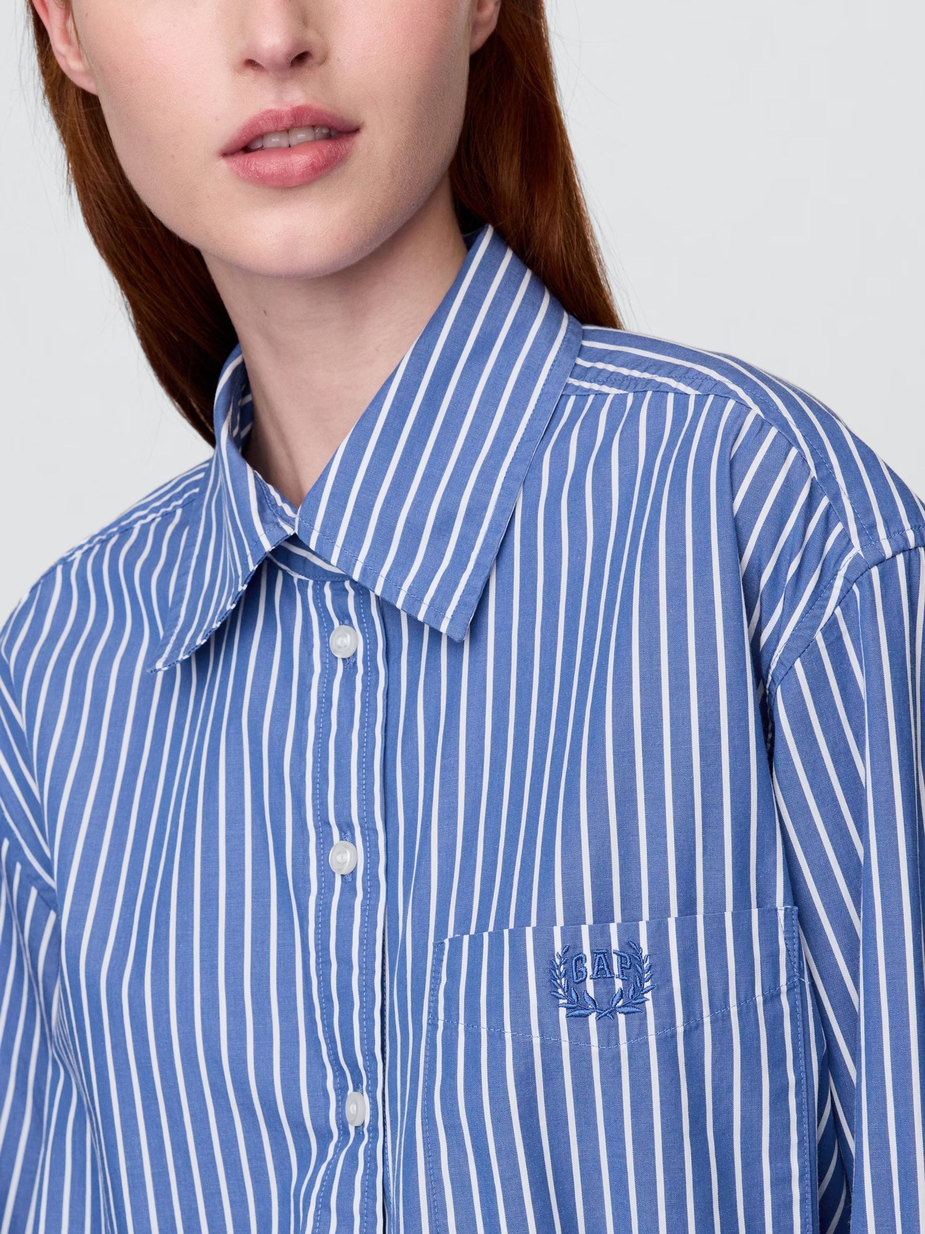 Blue stripe Poplin Oversized Shirt - Image 4 of 5
