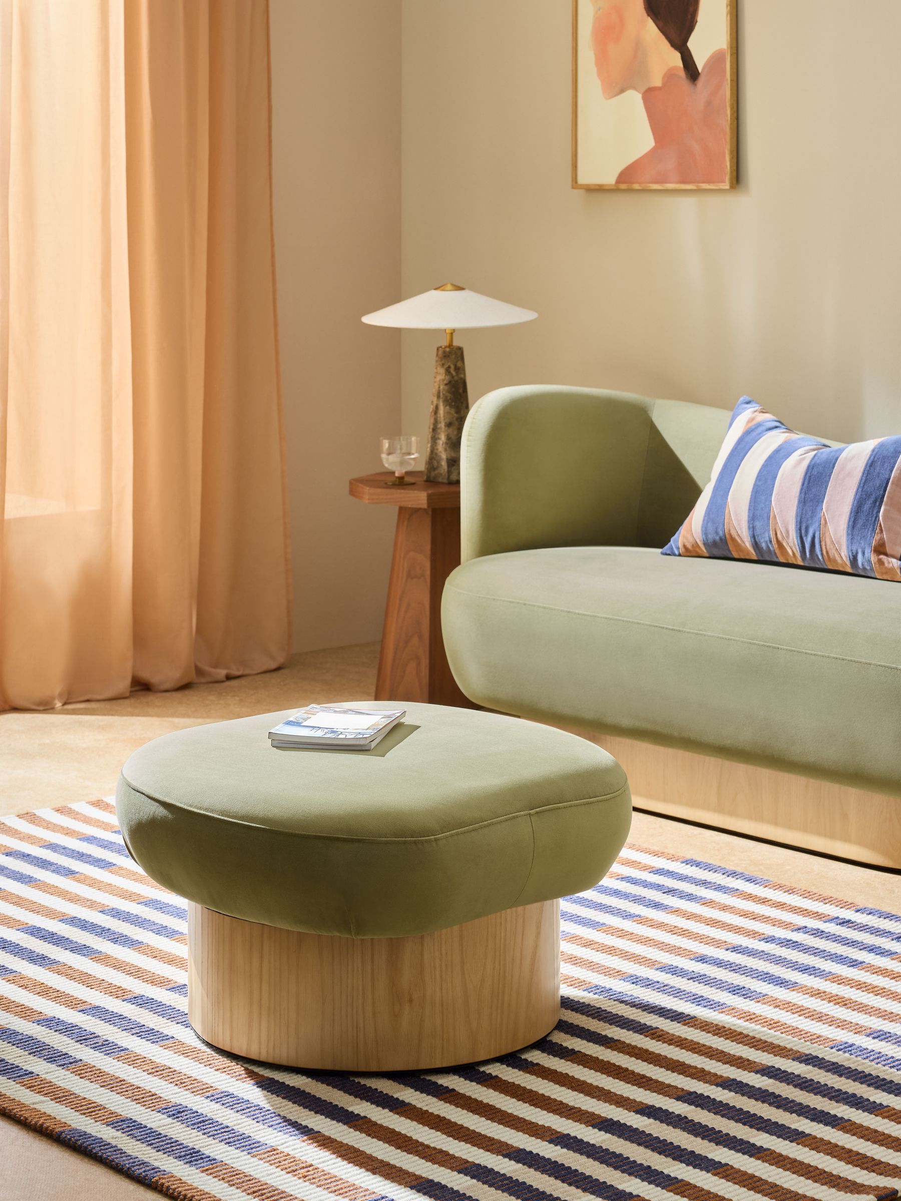 Novara Storage Footstool in Fern Green Velvet - Image 1 of 5