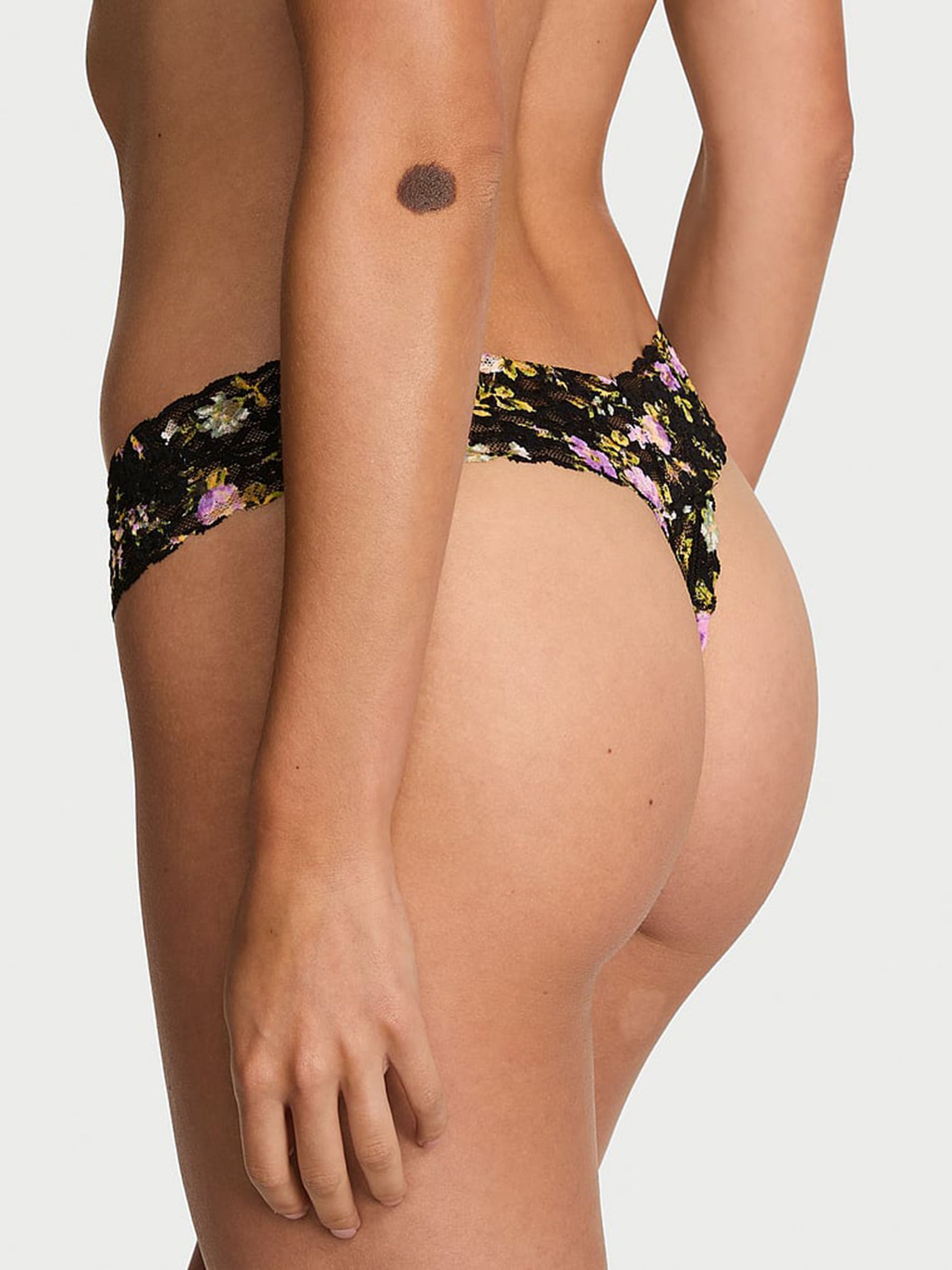 Black Floral Thong Knickers - Image 2 of 3