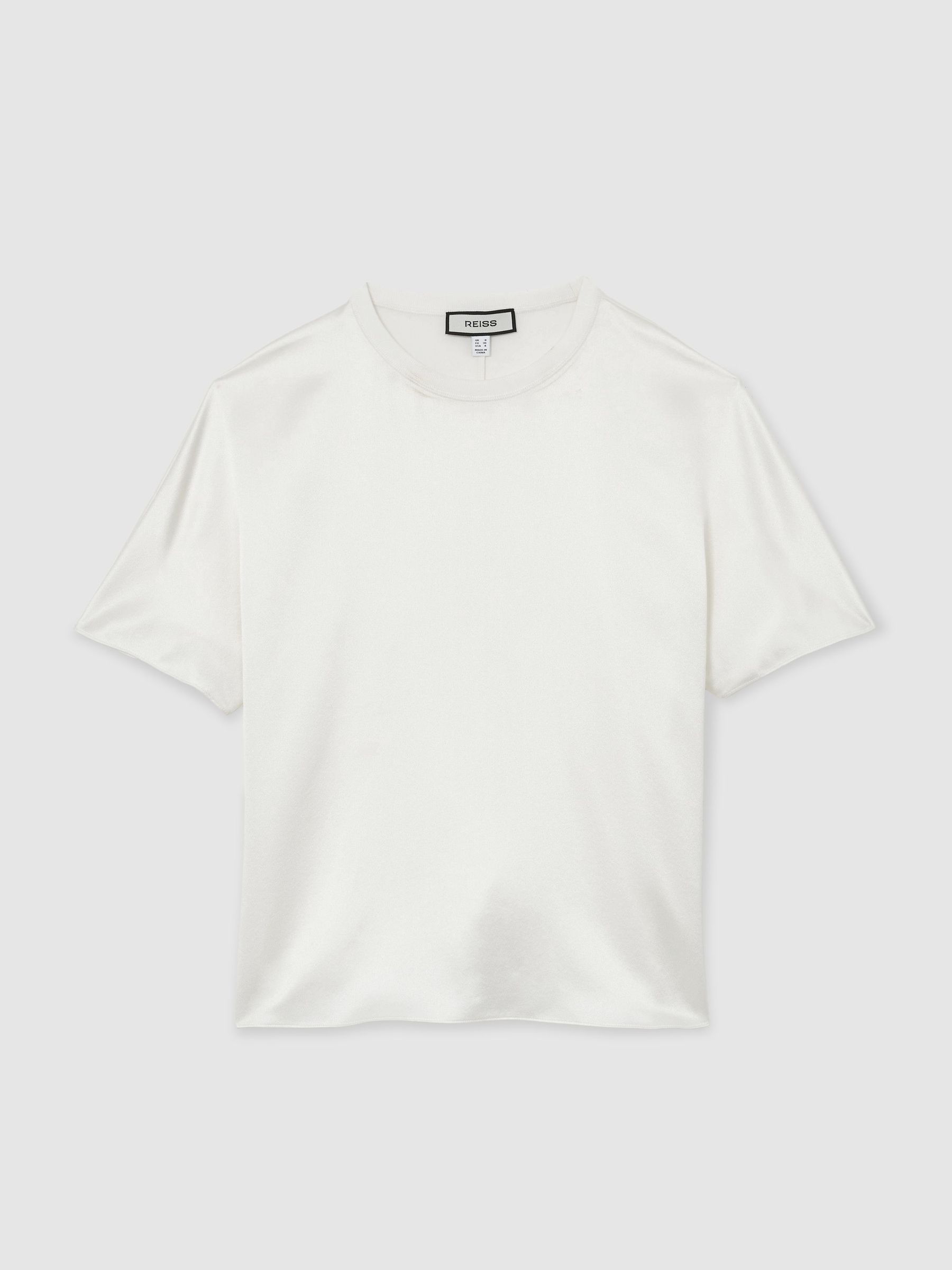Silk Short-Sleeve Top in Ivory - Image 2 of 6