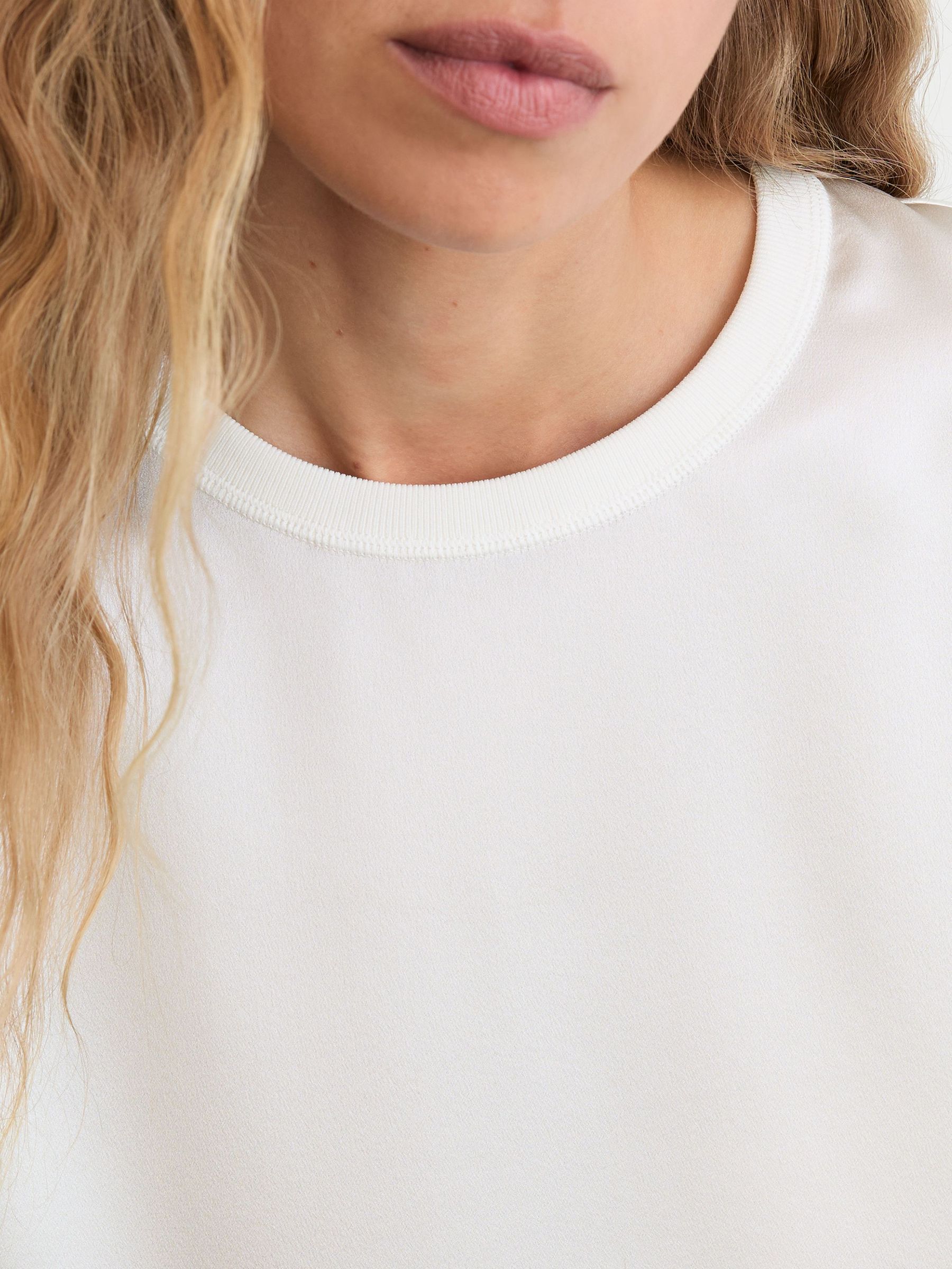 Silk Short-Sleeve Top in Ivory - Image 4 of 6