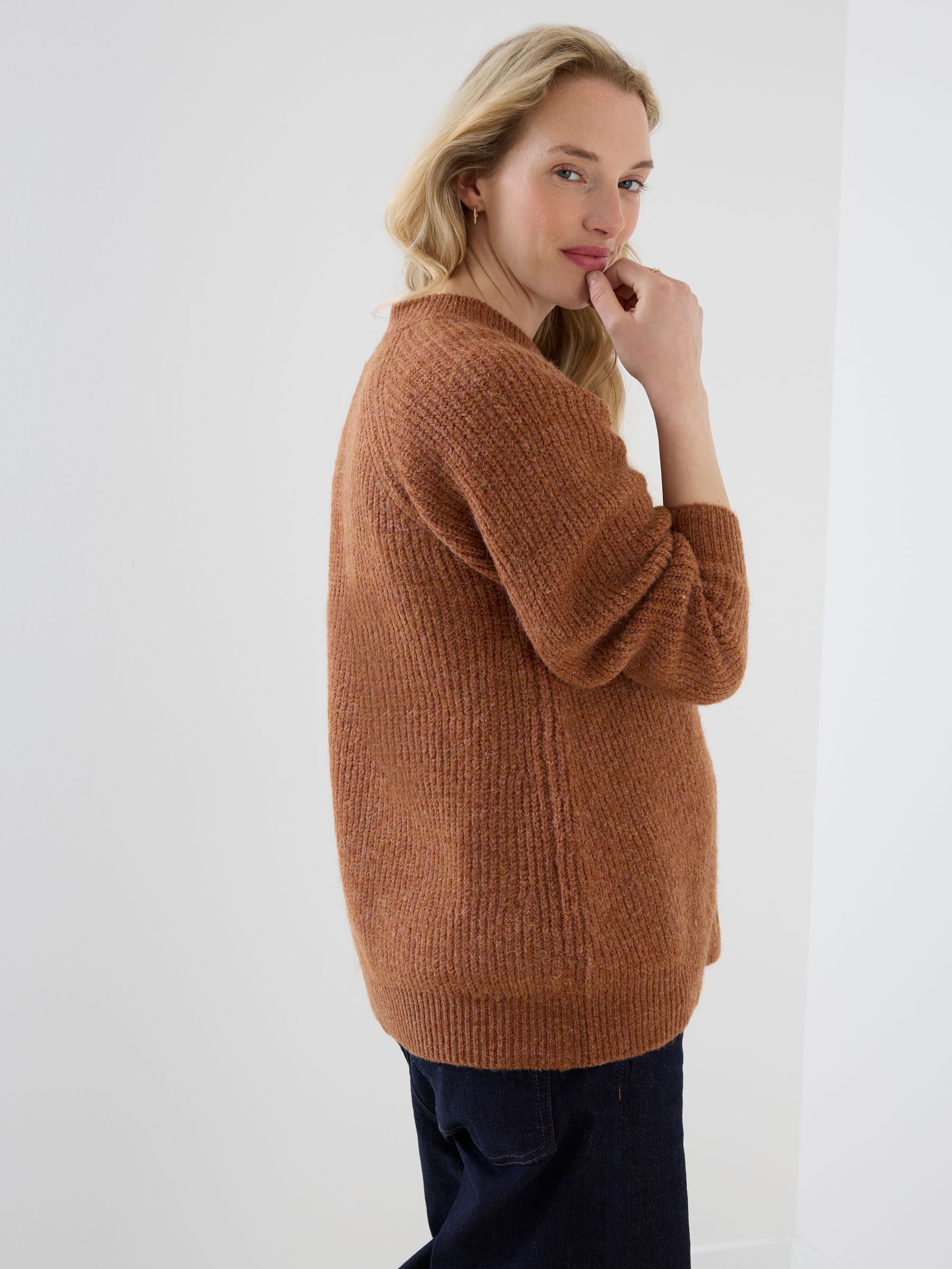 Toffee Brown Long Sleeve Chunky Knit Maternity Cardigan - Image 4 of 5
