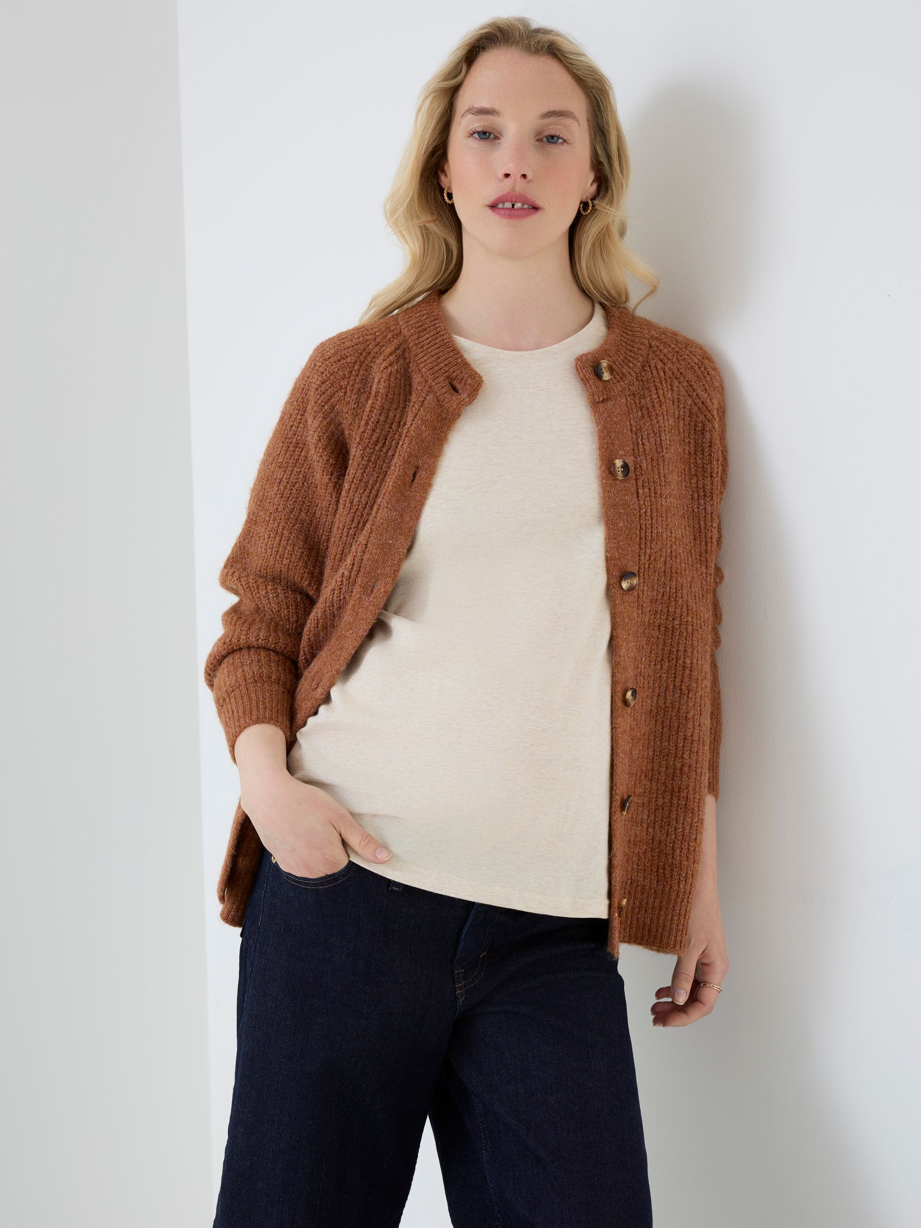 Toffee Brown Long Sleeve Chunky Knit Maternity Cardigan - Image 5 of 5