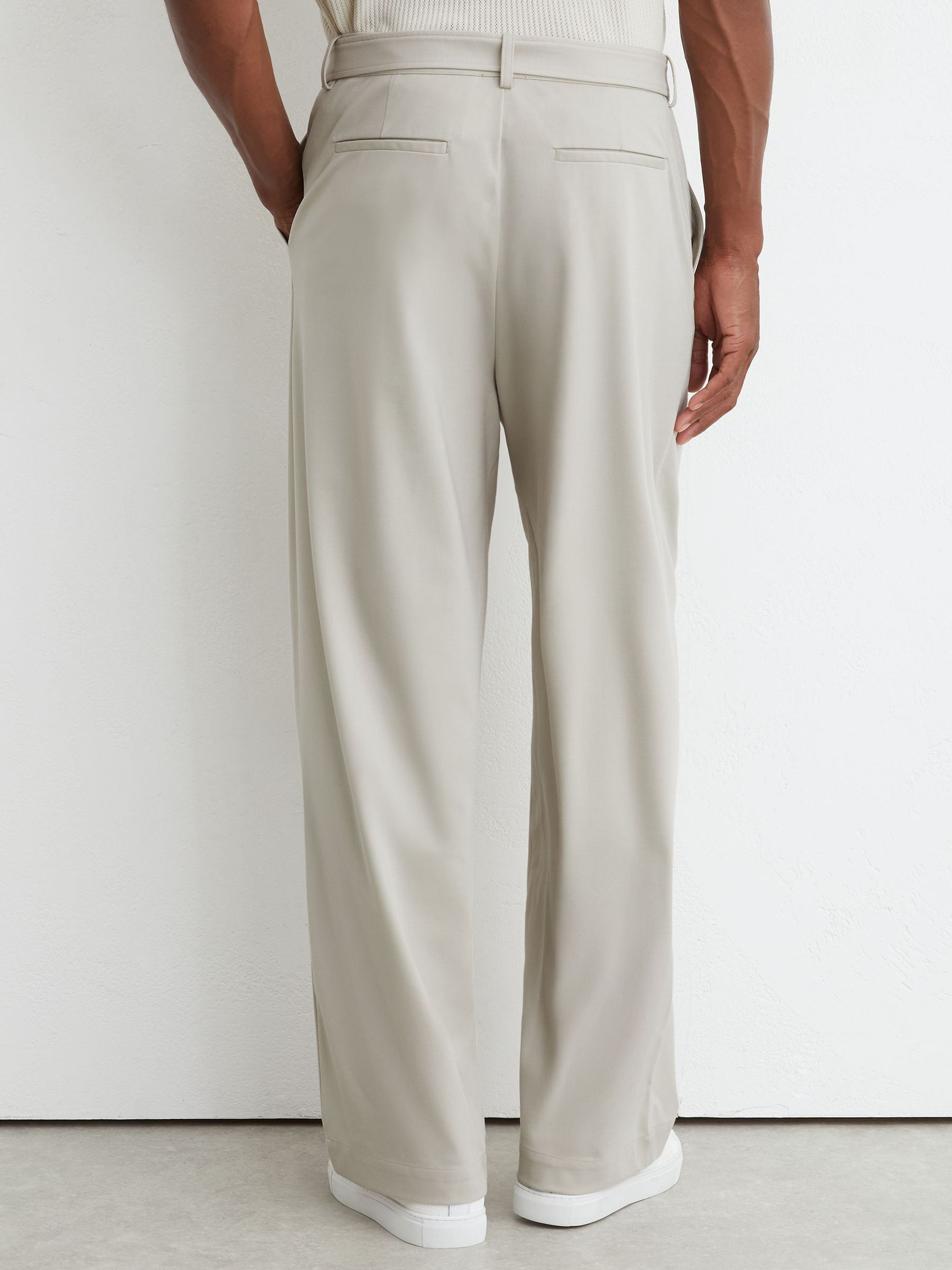 Belted Relaxed-Fit Pleated Trousers in Light Stone - Image 7 of 8