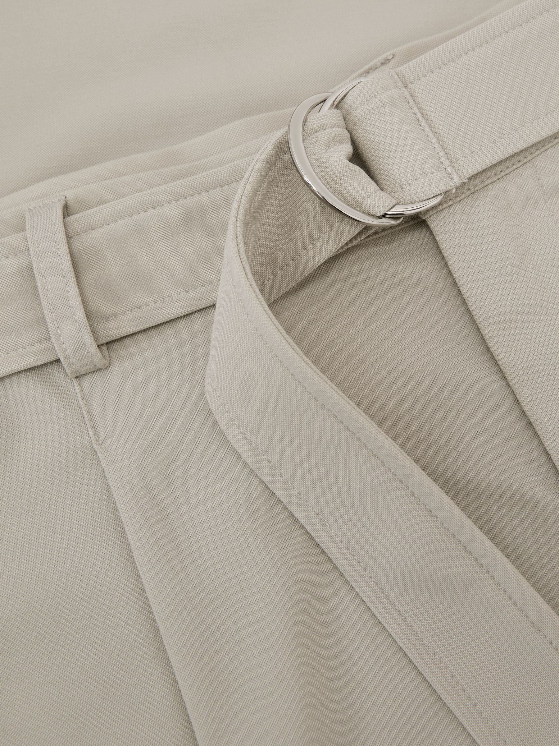 Belted Relaxed-Fit Pleated Trousers in Light Stone - Image 8 of 8