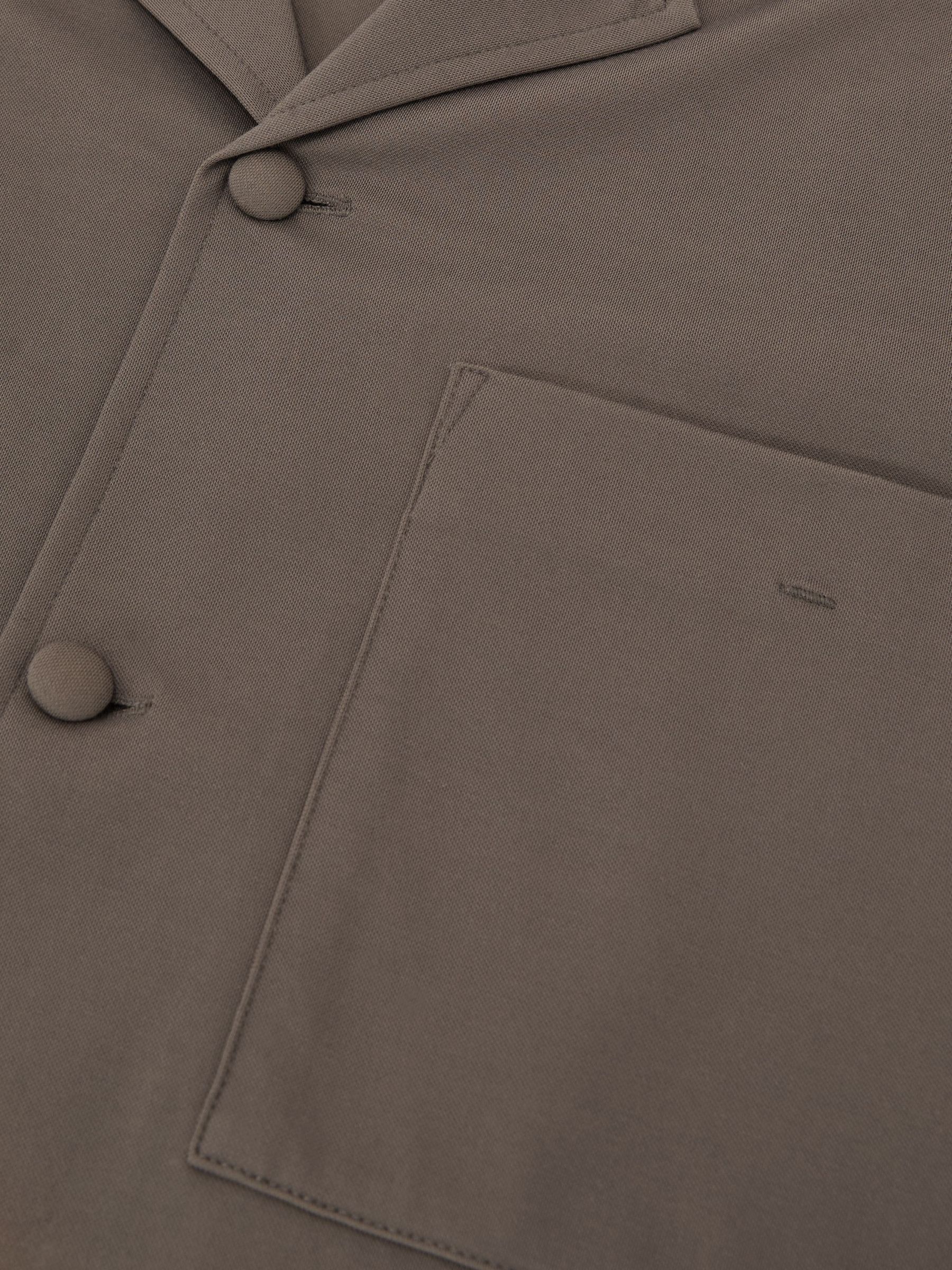 Cuban-Collar Short-Sleeve Shirt in Taupe Brown - Image 6 of 6