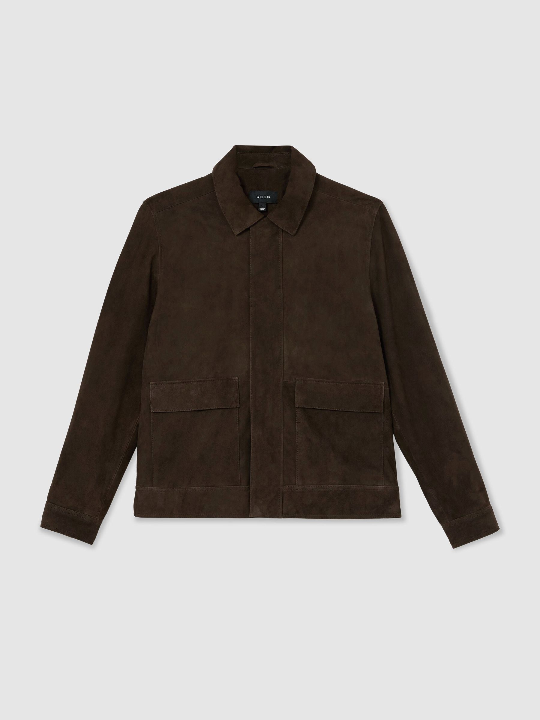 Suede Twin-Pocket Jacket in Dark Brown - Image 2 of 9