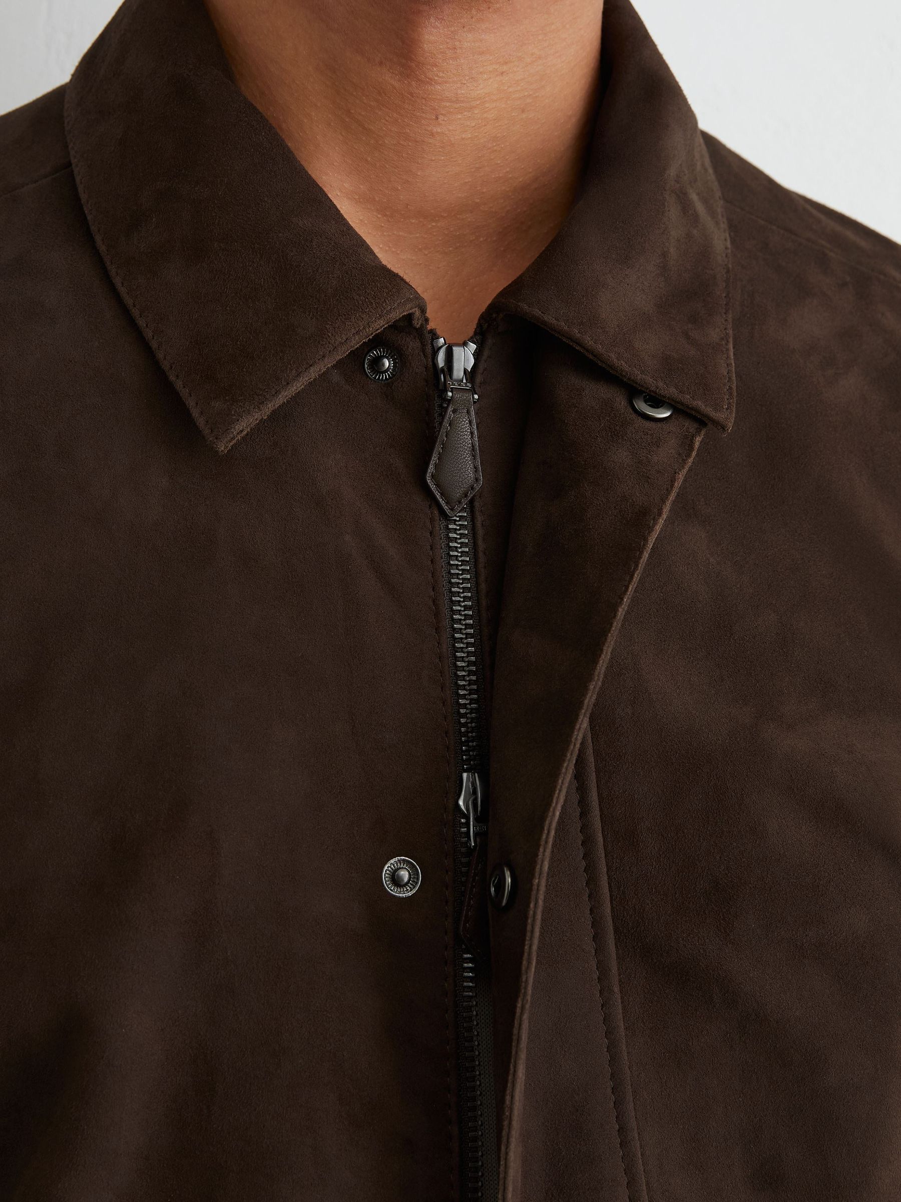 Suede Twin-Pocket Jacket in Dark Brown - Image 3 of 9