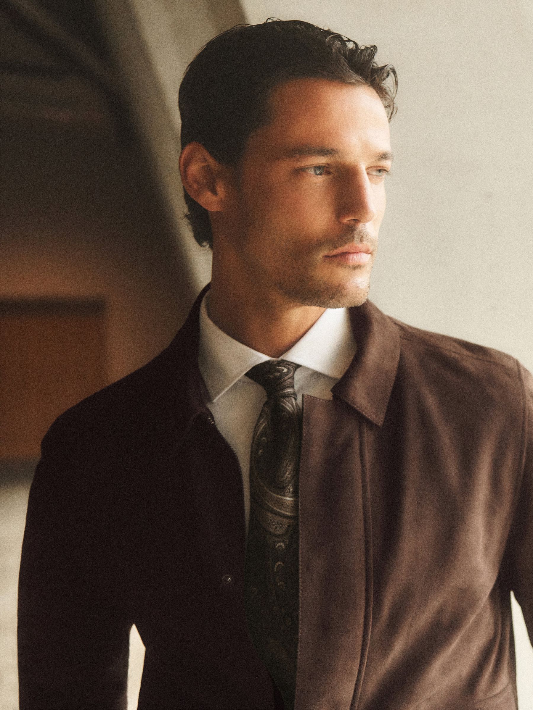 Suede Twin-Pocket Jacket in Dark Brown - Image 4 of 9