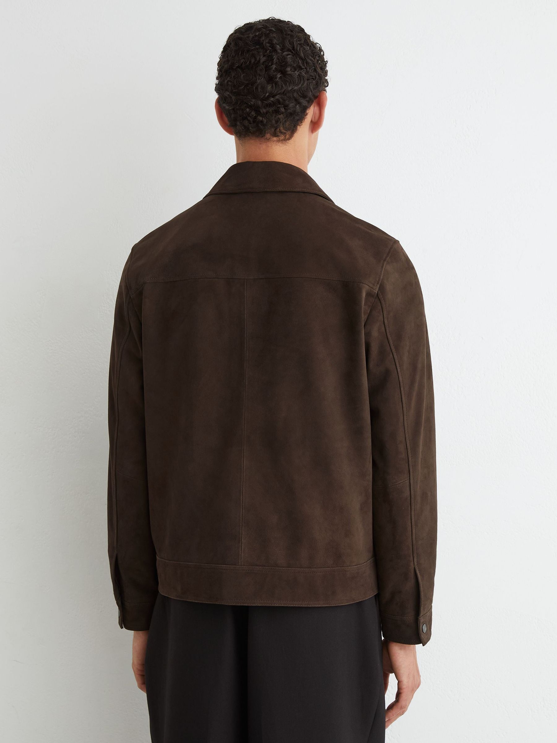 Suede Twin-Pocket Jacket in Dark Brown - Image 8 of 9