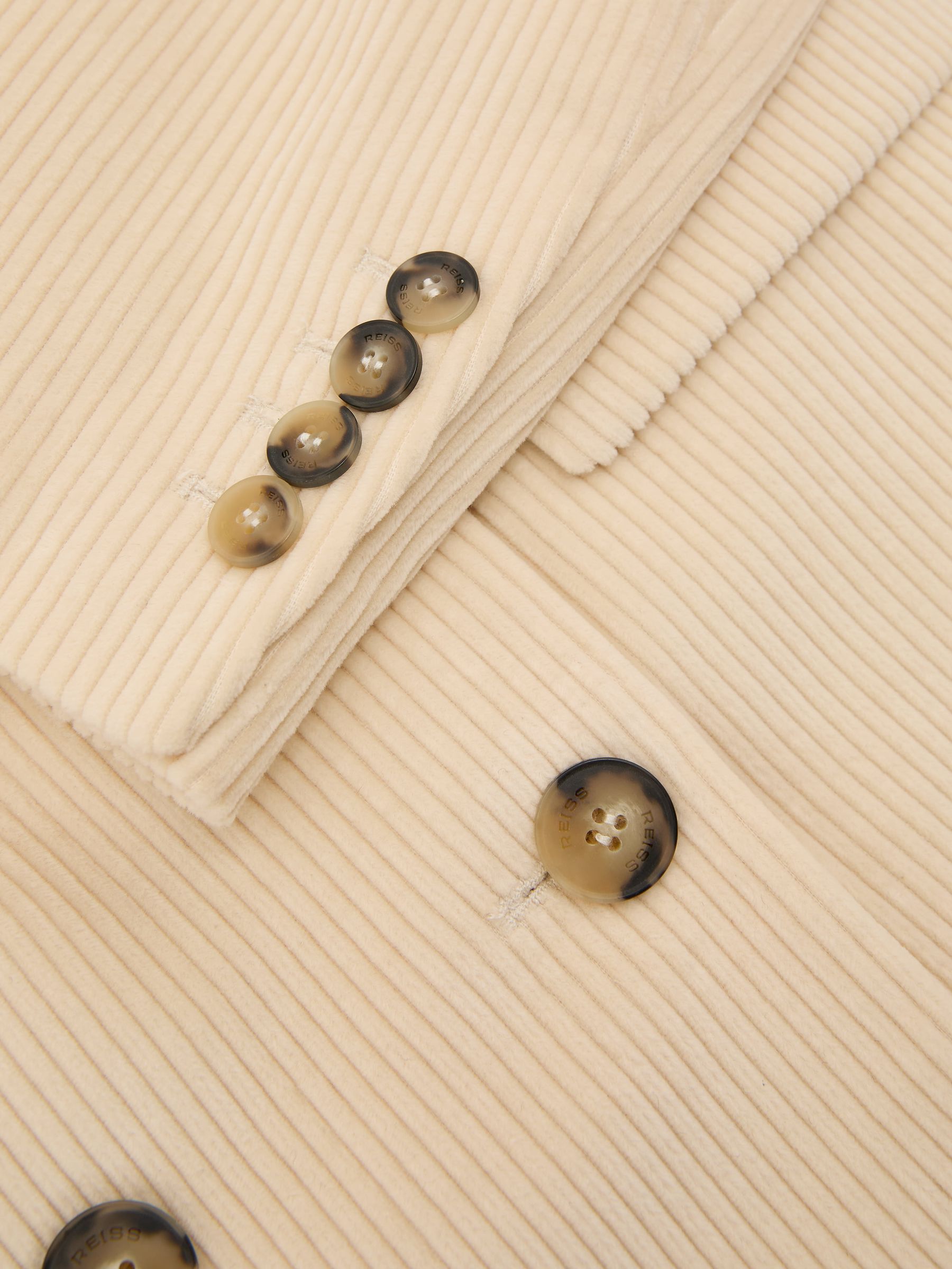 Cotton Corduroy Double-Breasted Blazer in Cream - Image 7 of 7