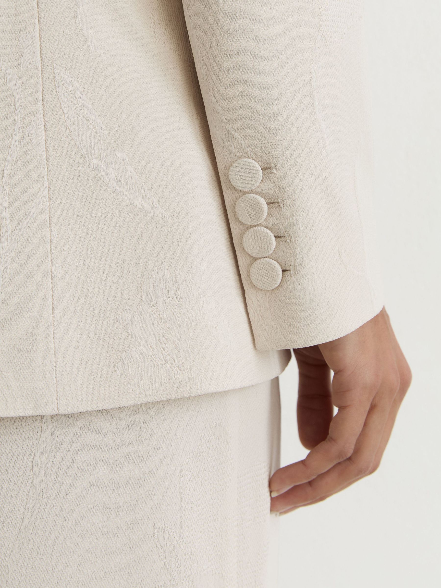 Petite Jacquard Double-Breasted Suit Blazer in White - Image 5 of 10