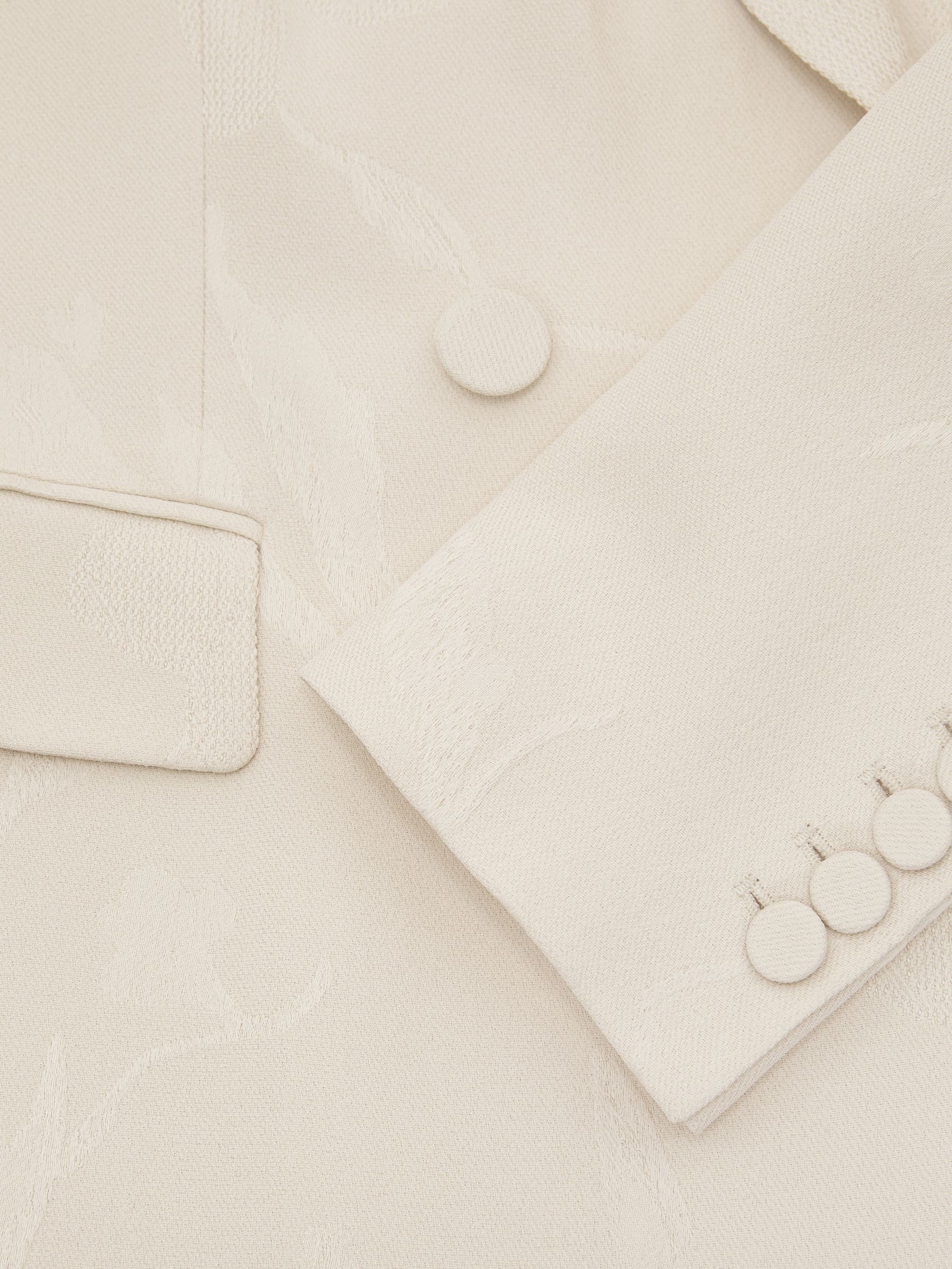 Petite Jacquard Double-Breasted Suit Blazer in White - Image 9 of 10