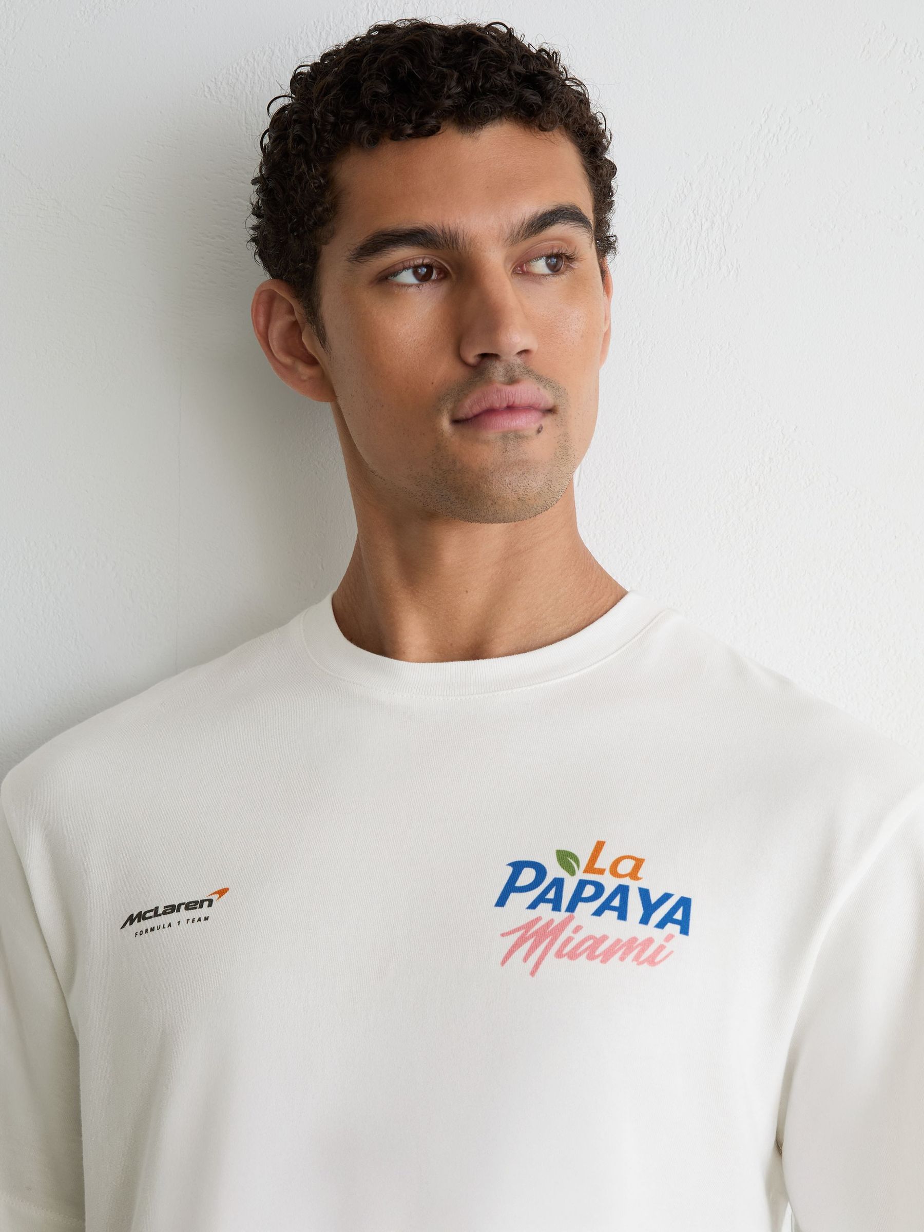 McLaren Racing Miami Papaya-Print T-Shirt Unisex-Fit in White - image 5