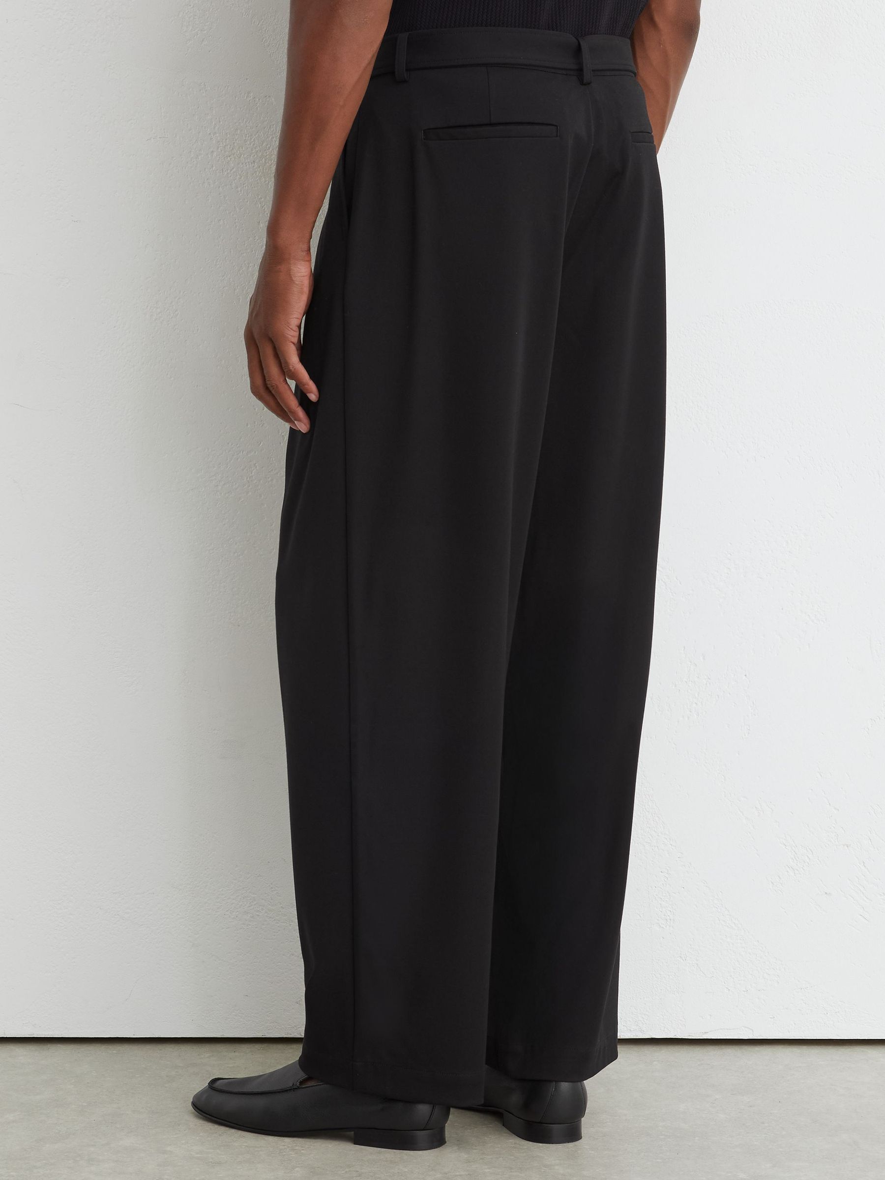 Belted Relaxed-Fit Pleated Trousers in Black - Image 5 of 7