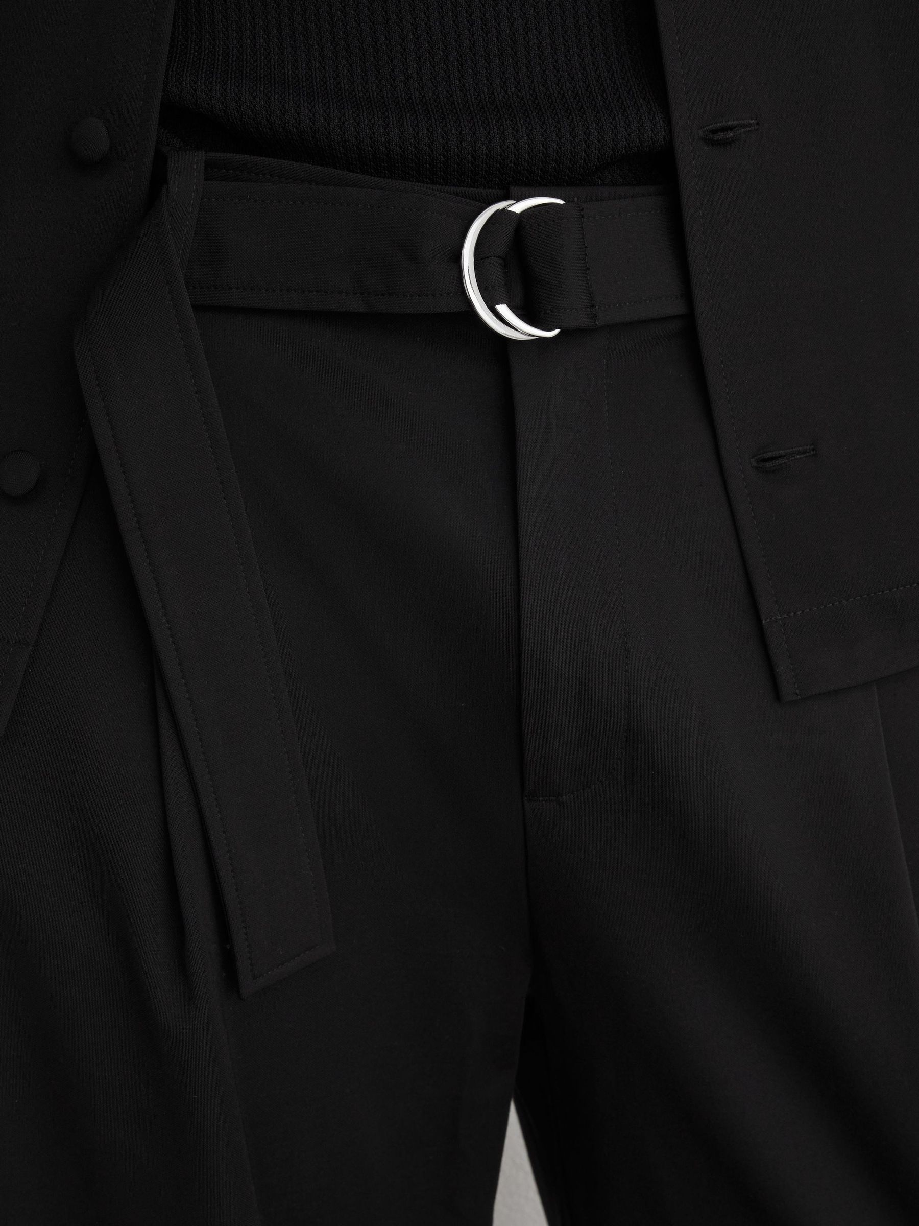 Belted Relaxed-Fit Pleated Trousers in Black - Image 6 of 7