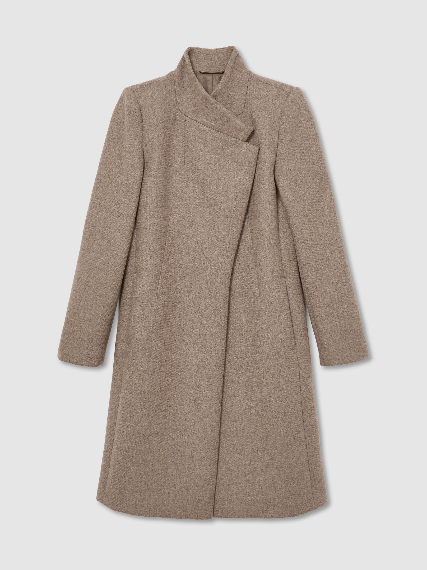 Petite Wool-Blend Wrapover Mid-Length Coat in Neutral Melange - Image 2 of 8