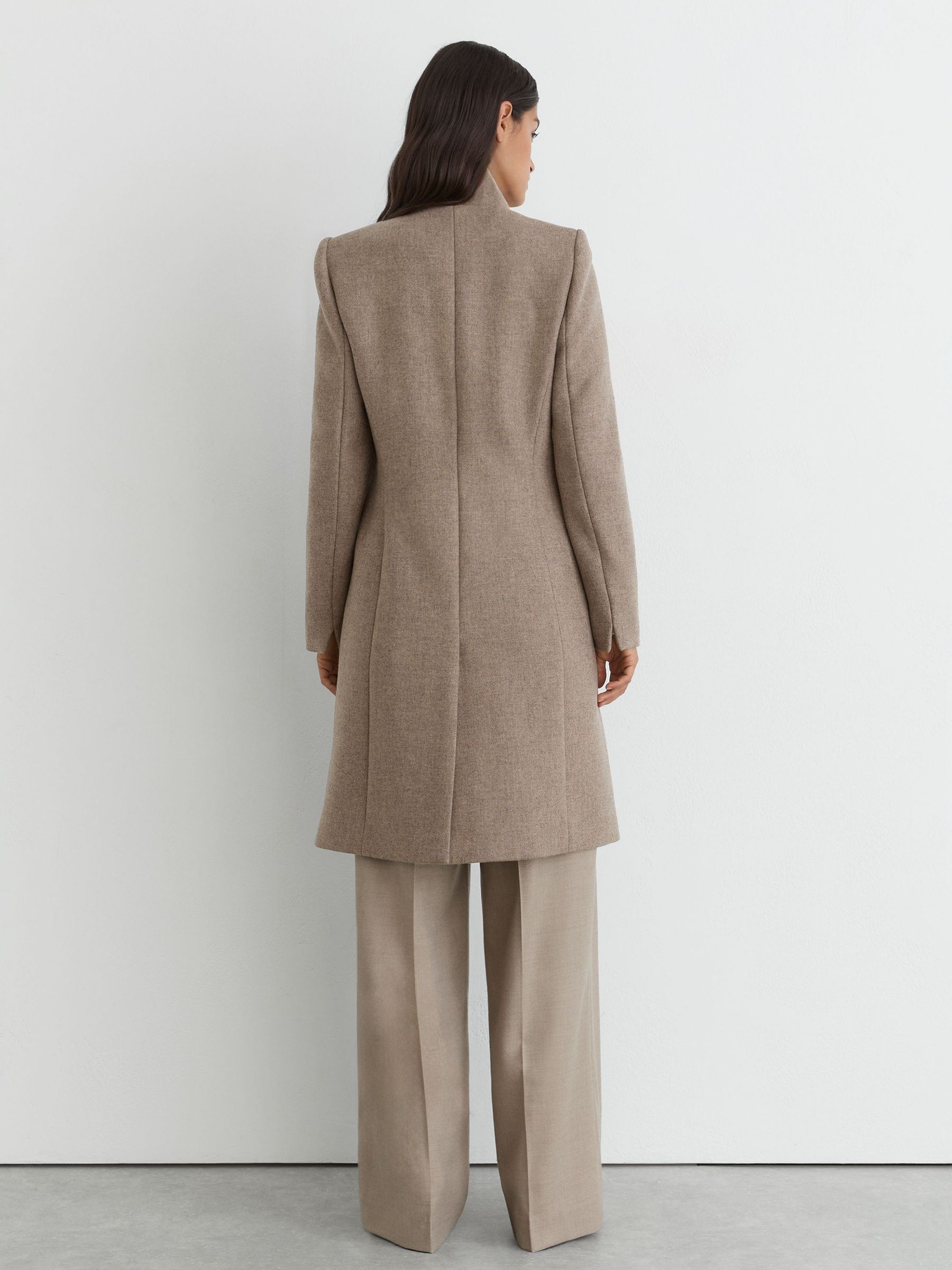 Petite Wool-Blend Wrapover Mid-Length Coat in Neutral Melange - Image 5 of 8