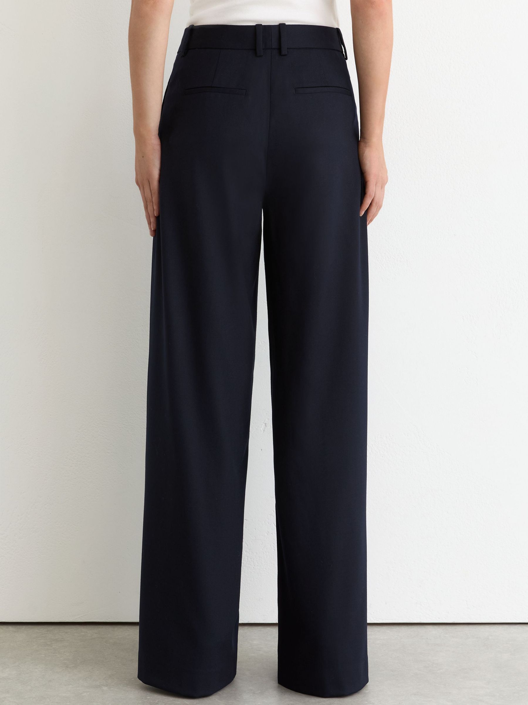 Tall Wool-Blend Wide-Leg Suit Trousers in Navy - Image 5 of 7