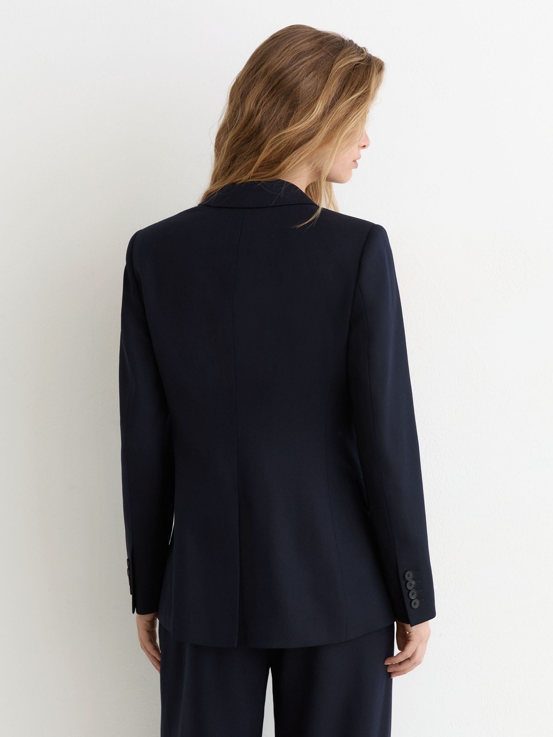 Tall Wool-Blend Double-Breasted Suit Blazer in Navy - Image 5 of 8