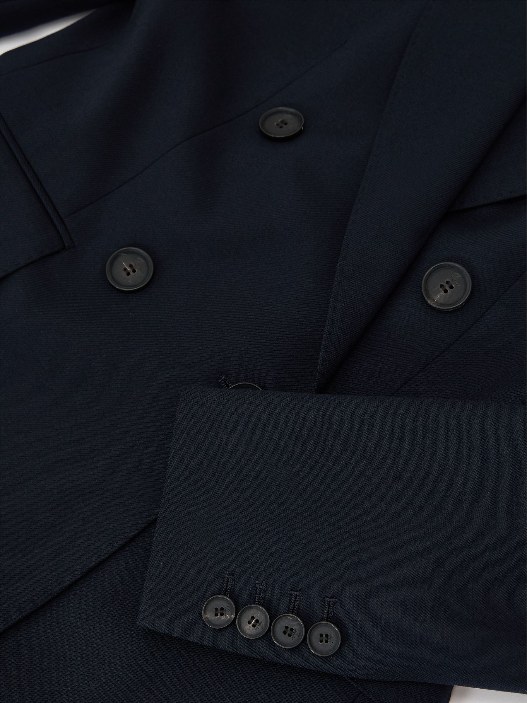 Tall Wool-Blend Double-Breasted Suit Blazer in Navy - Image 7 of 8