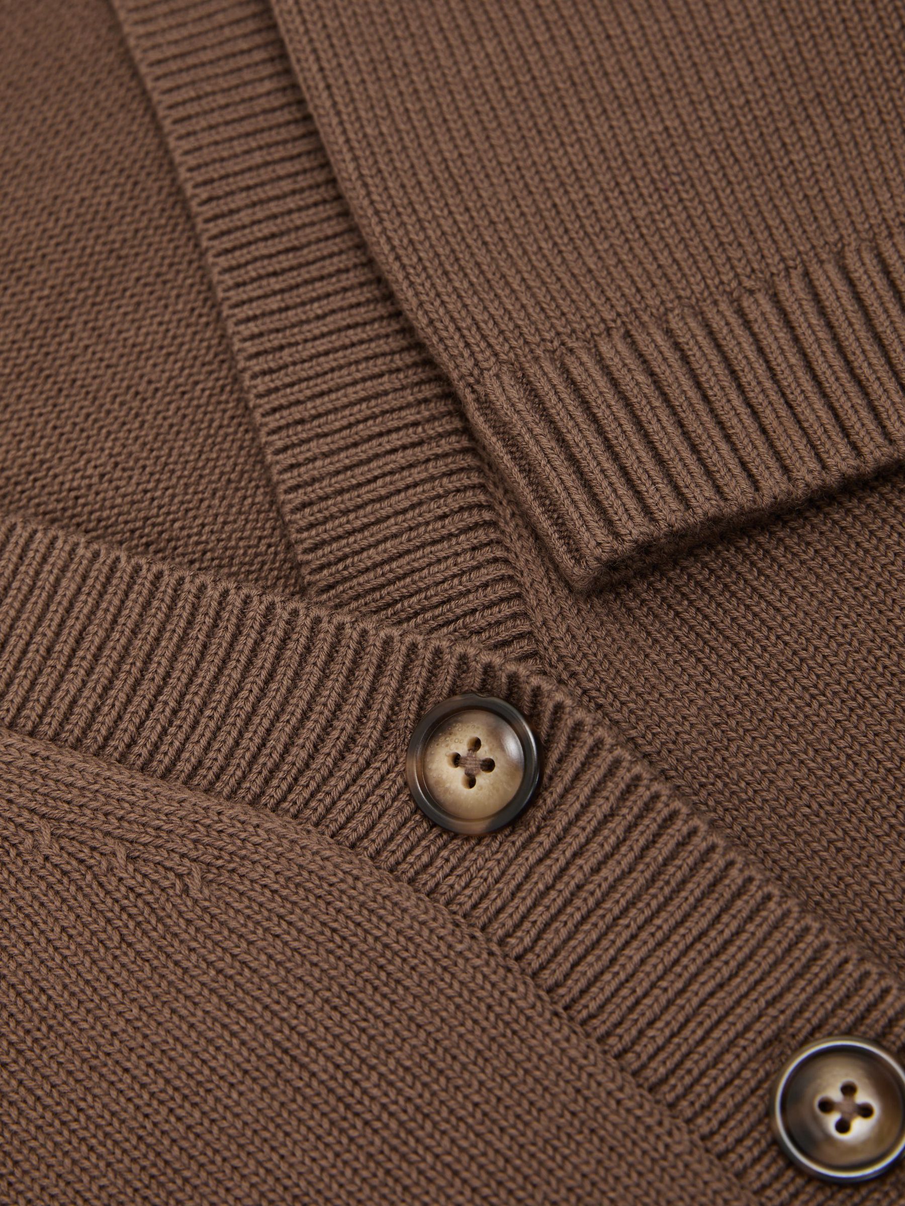 V-Neck Short-Sleeve Cardigan Cotton-Wool in Taupe Neutral - Image 6 of 6