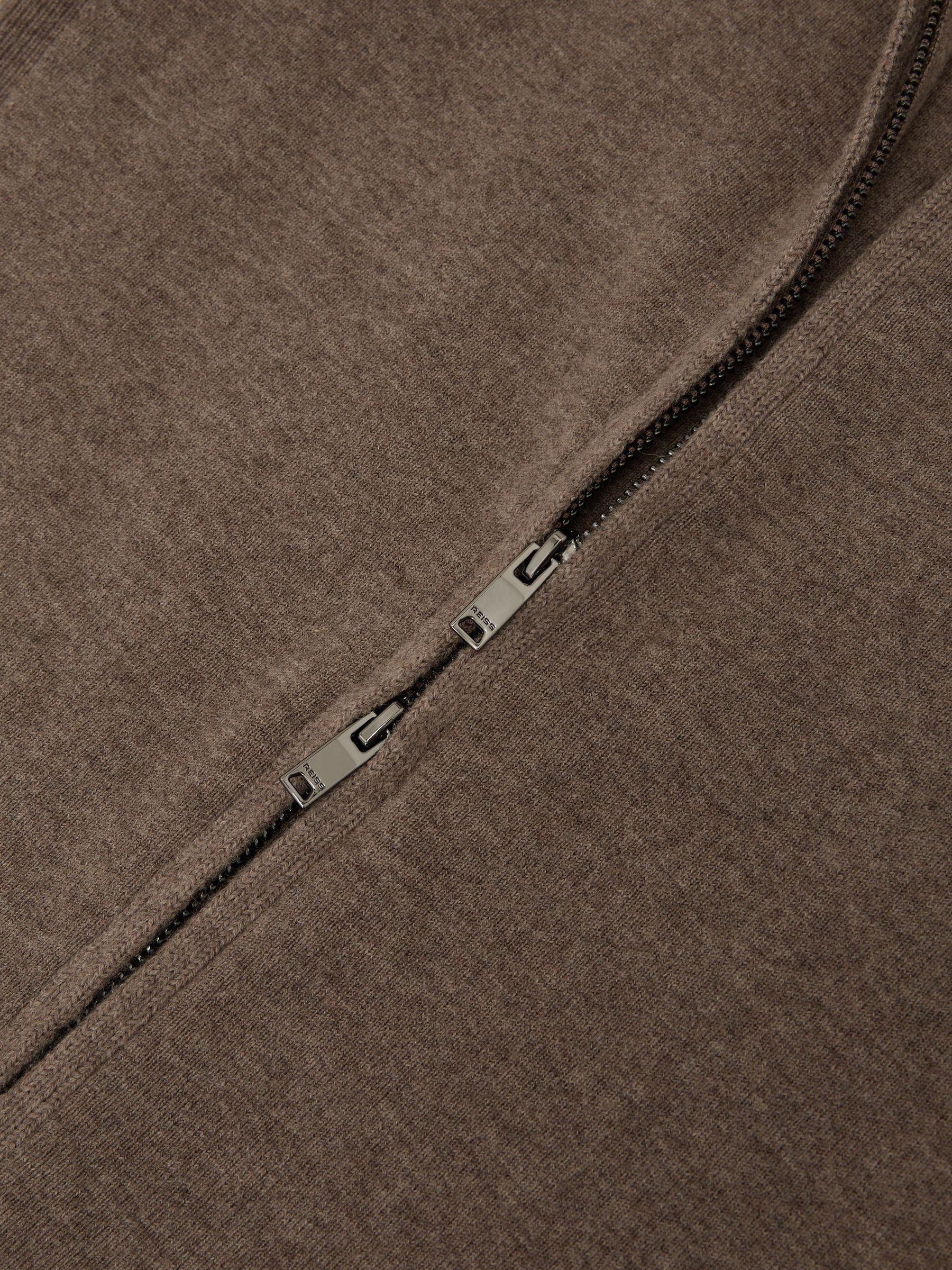 Wool-Blend Knit Zip-Through Top in Taupe Neutral - Image 7 of 7
