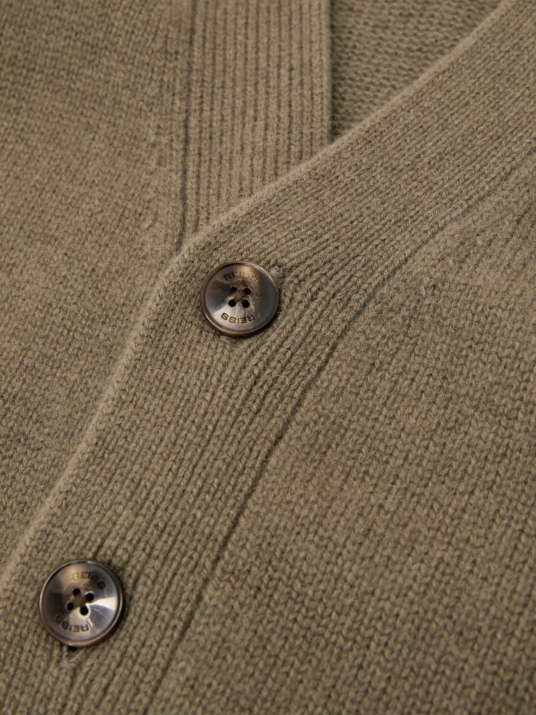 100% Cashmere V-Neck Cardigan in Sable Green - Image 7 of 7