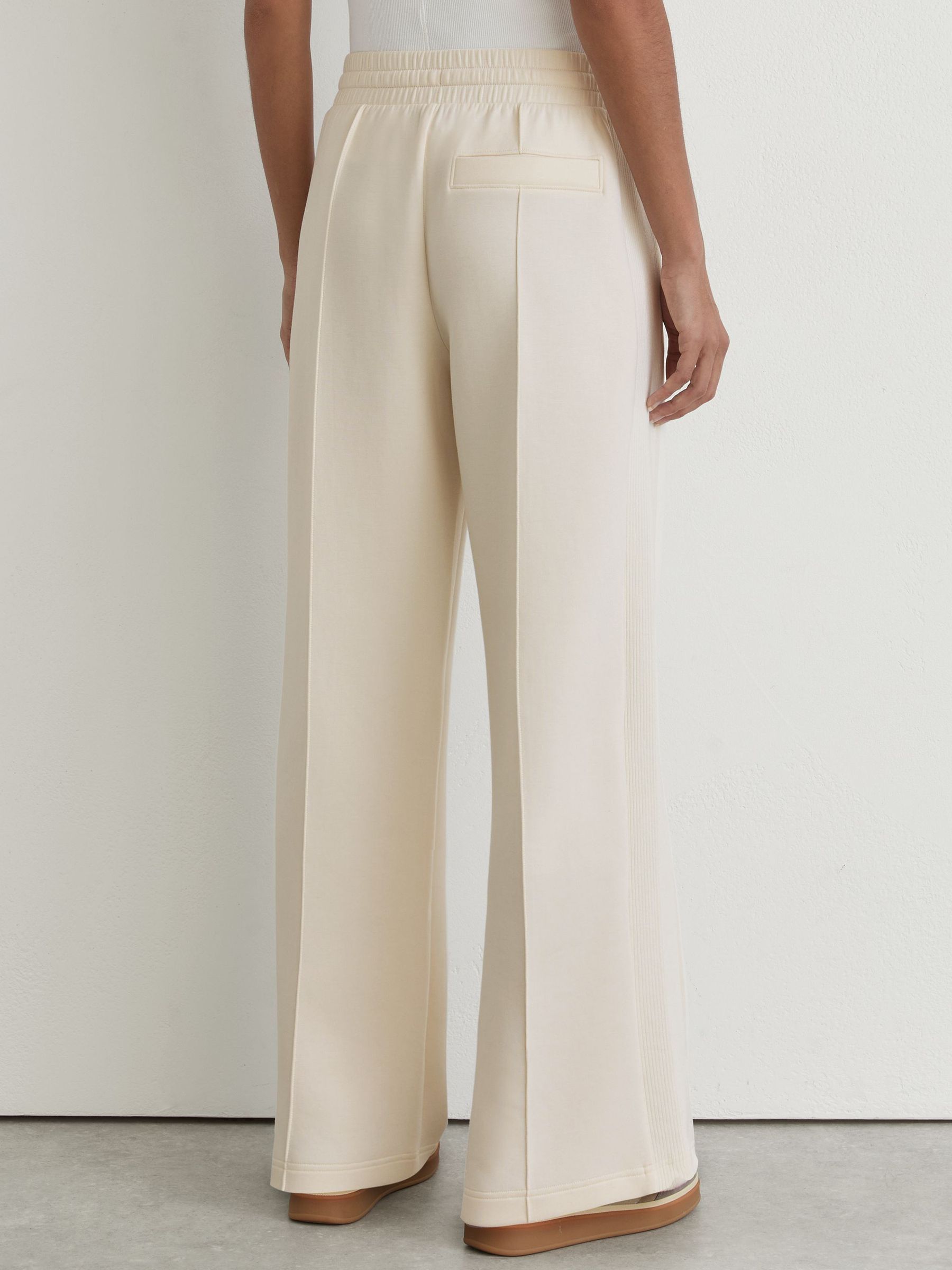 Premium Interlock Wide-Leg Joggers in Ivory - Image 5 of 8
