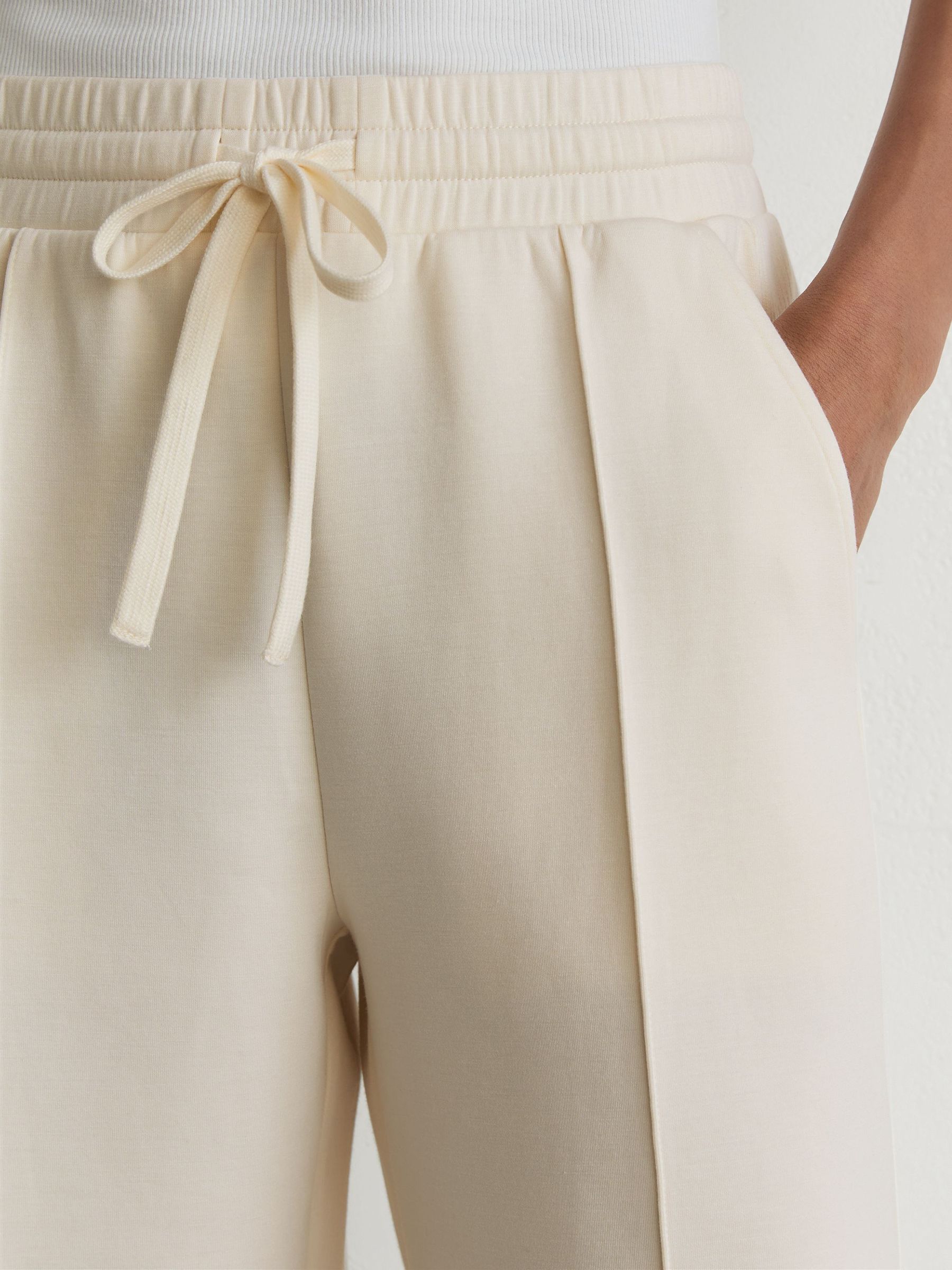 Premium Interlock Wide-Leg Joggers in Ivory - Image 7 of 8