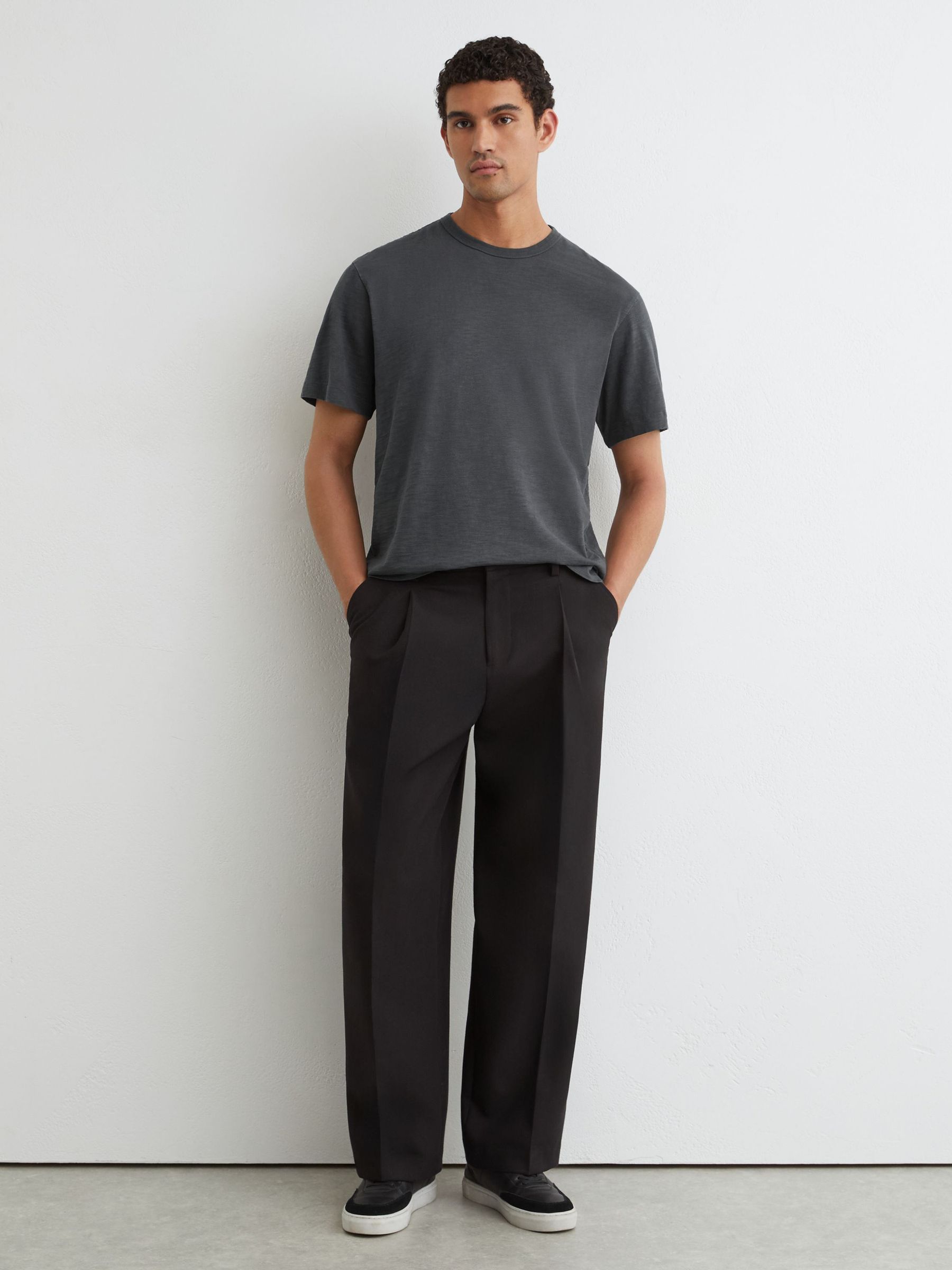 Cotton Slub Relaxed-Fit T-Shirt in Navy - Image 4 of 6