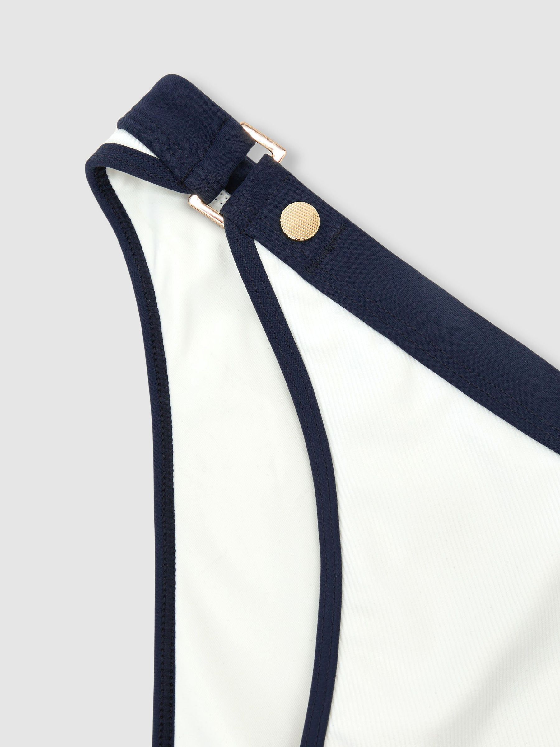 Contrast Fixed-Side Bikini Bottoms in Ivory/Navy - Image 7 of 7