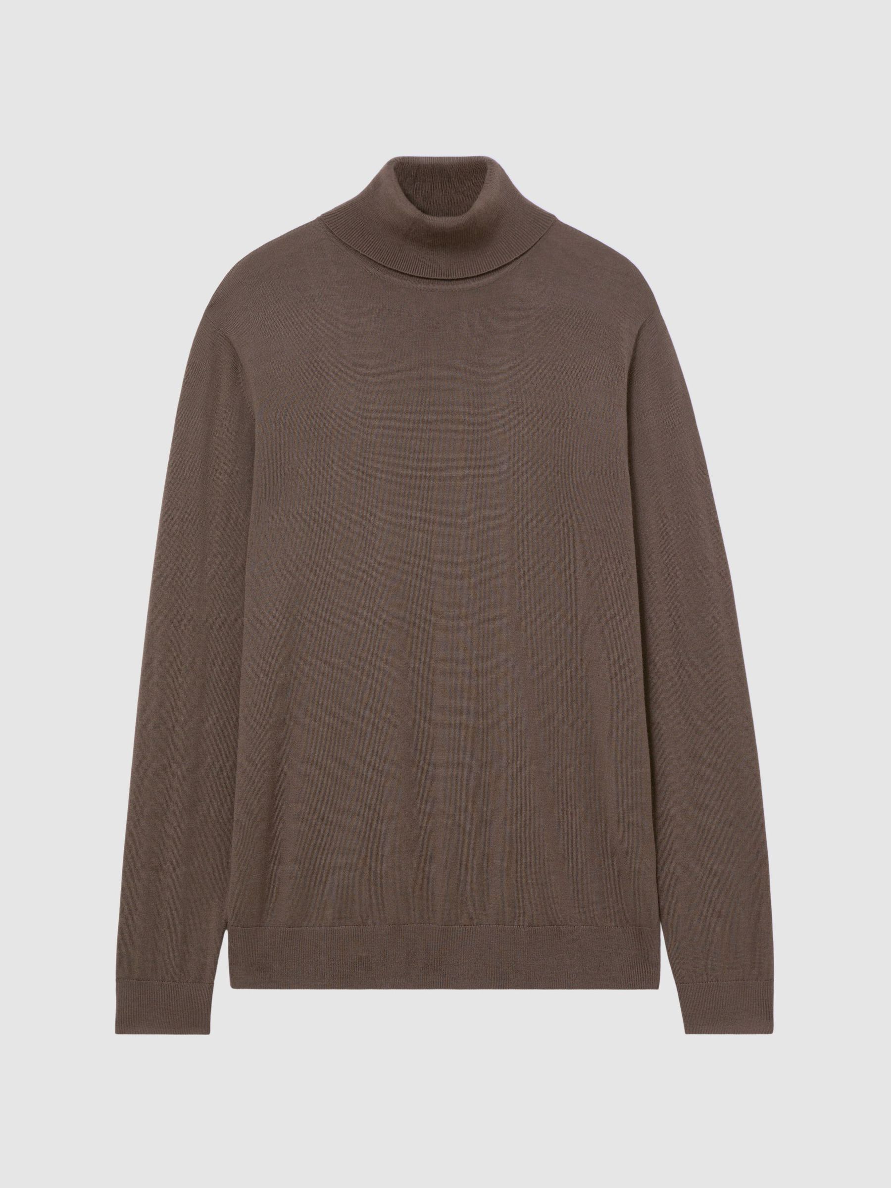 Merino Wool Roll-Neck Jumper in Ridge Brown - Image 2 of 7