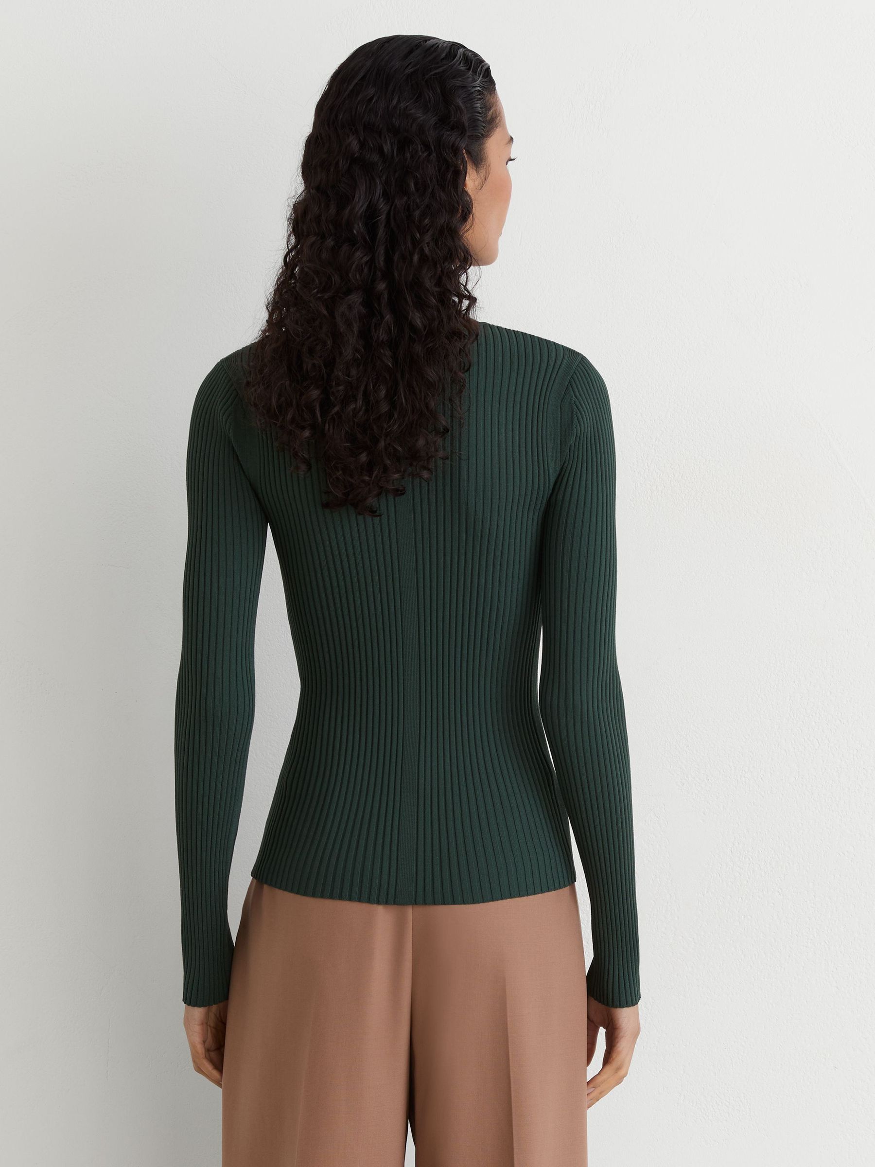 Rib-Knit Mock-Neck Jumper in Teal Green - Image 6 of 7