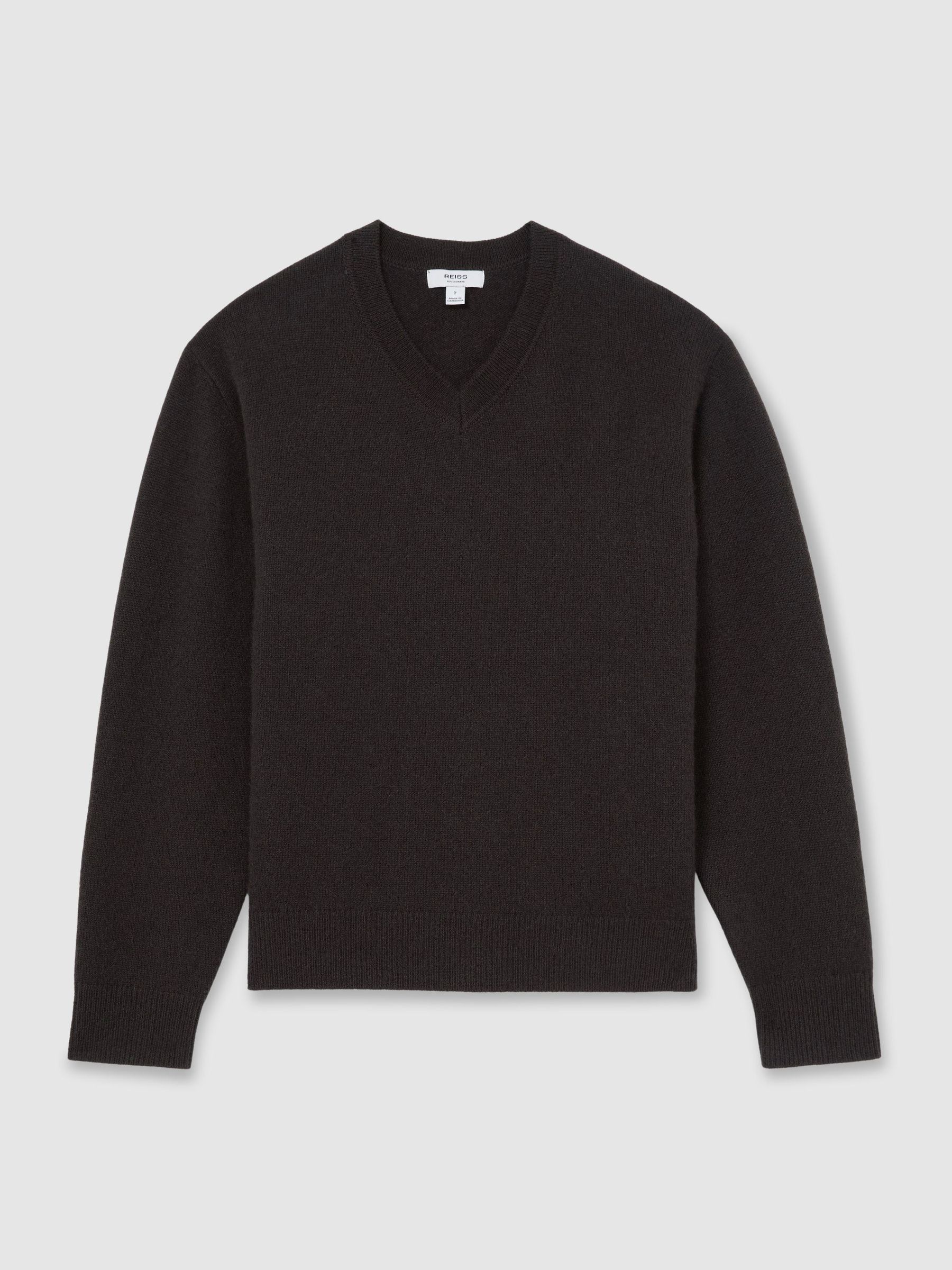 100% Cashmere V-Neck Jumper in Grape Burgundy - Image 2 of 6